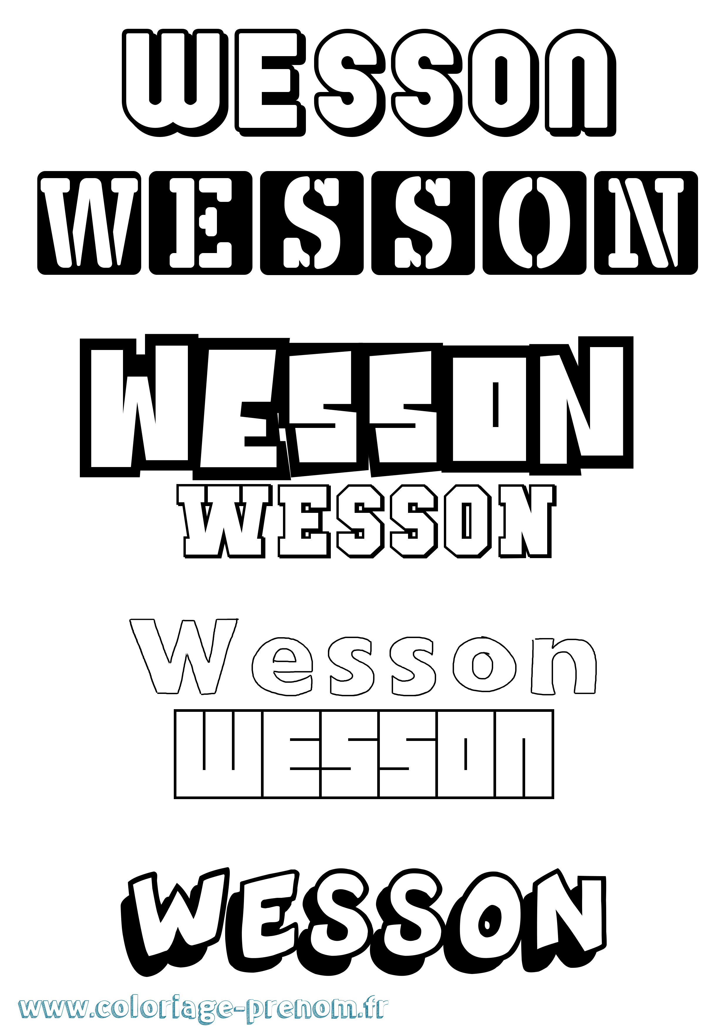 Coloriage Wesson Simple Coloriage prénom Wesson Simple
