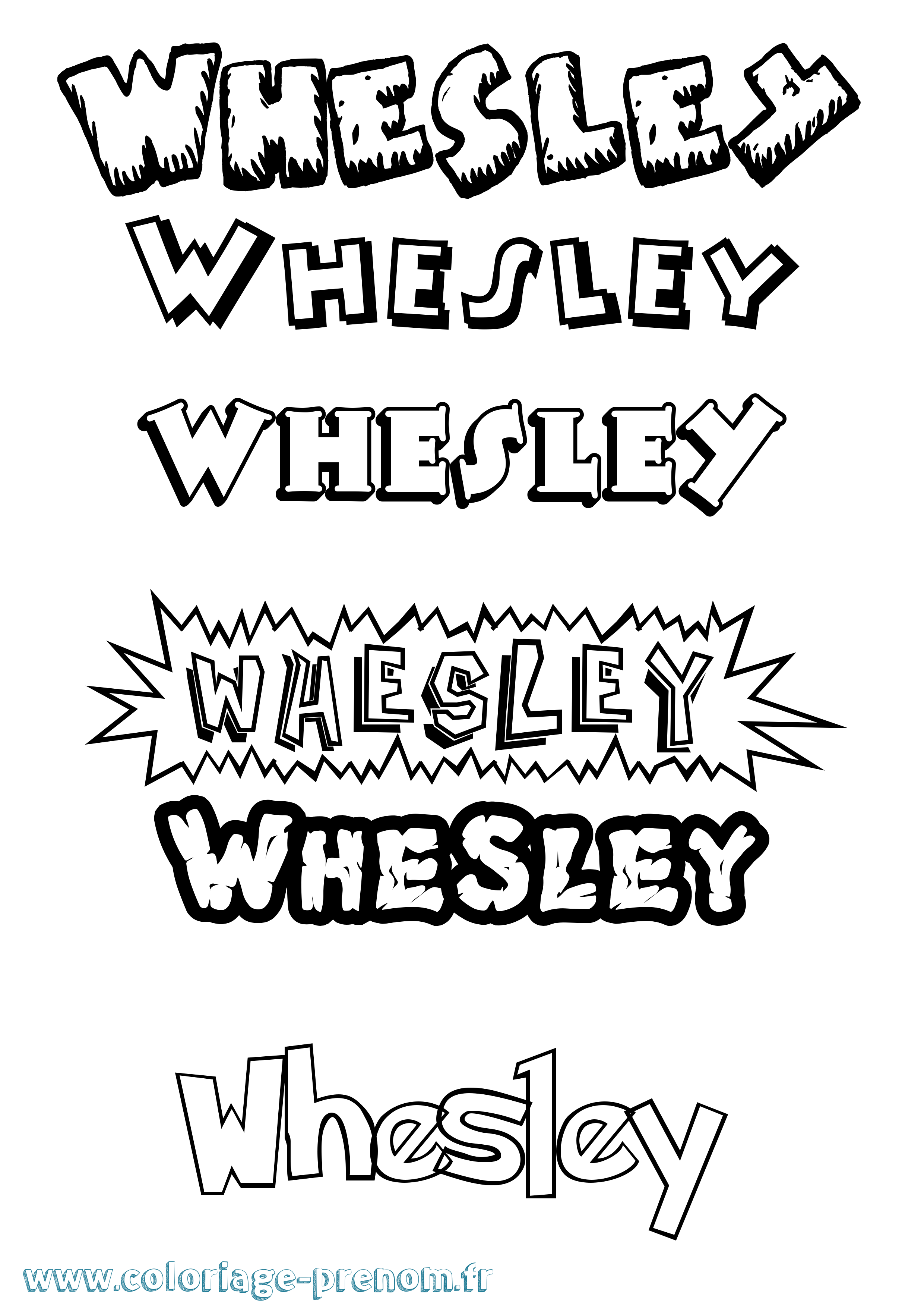 Coloriage Whesley Dessin Animé Coloriage prénom Whesley Dessin Animé