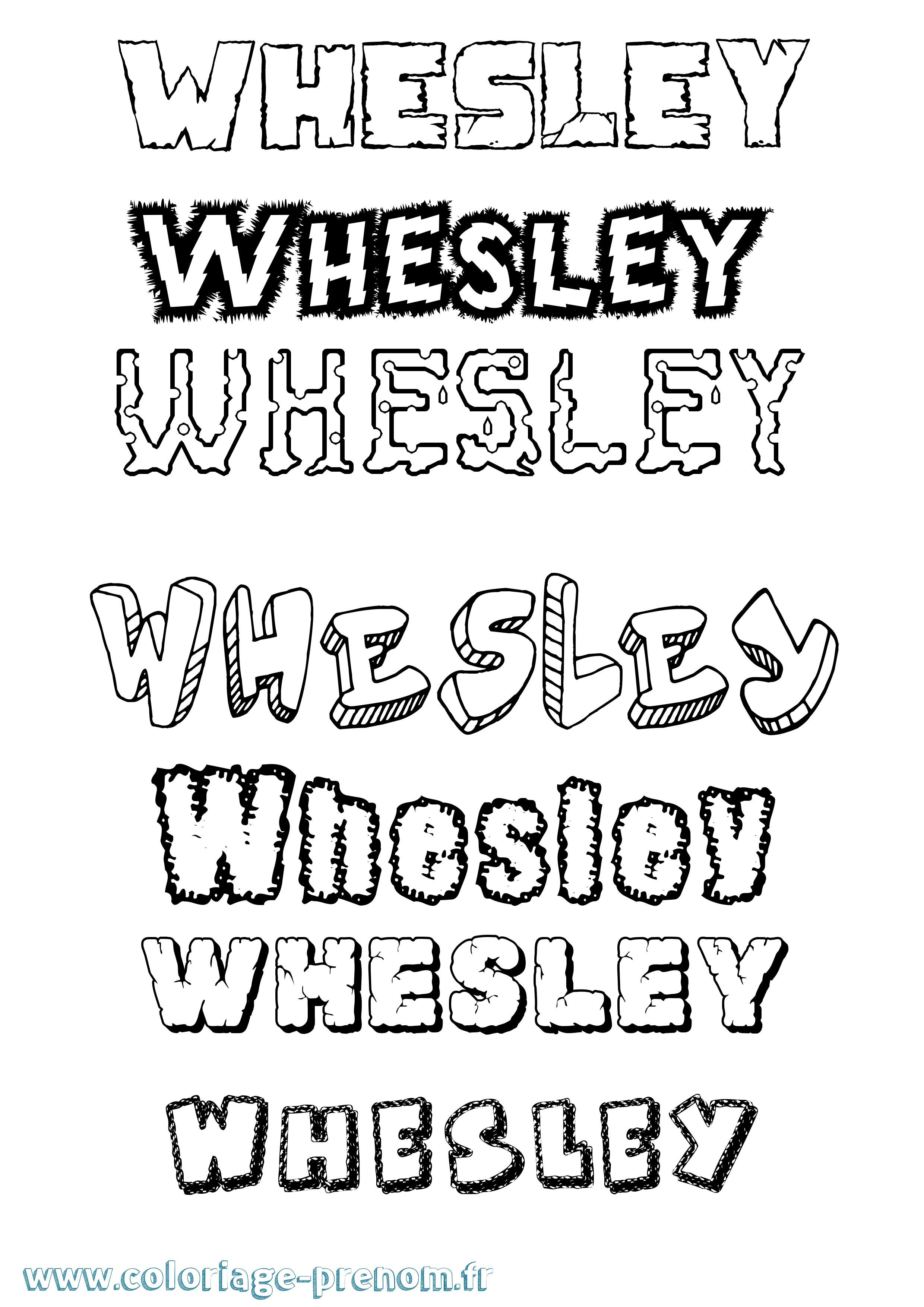 Coloriage Whesley Destructuré Coloriage prénom Whesley Destructuré