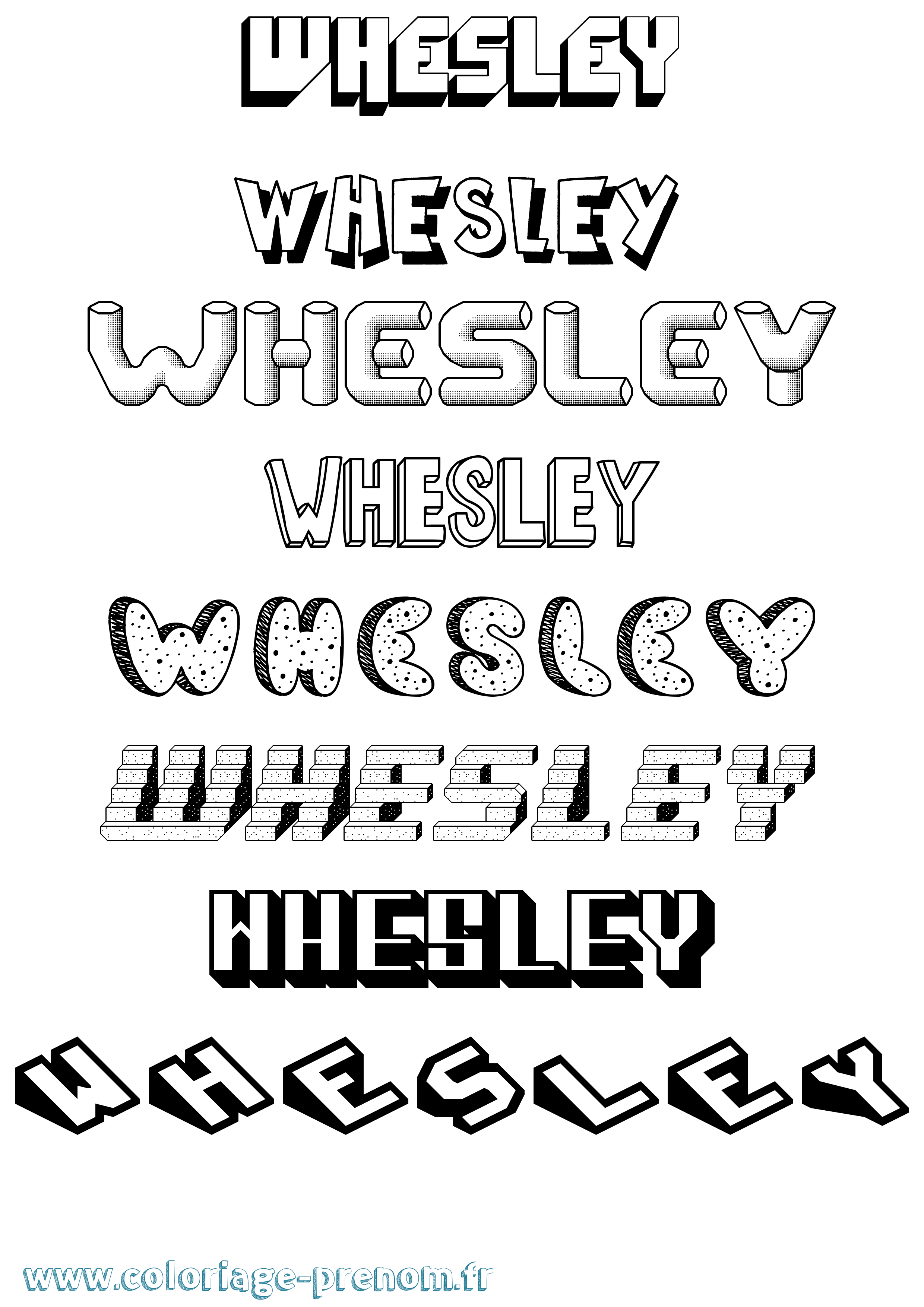 Coloriage Whesley Effet 3D Coloriage prénom Whesley Effet 3D