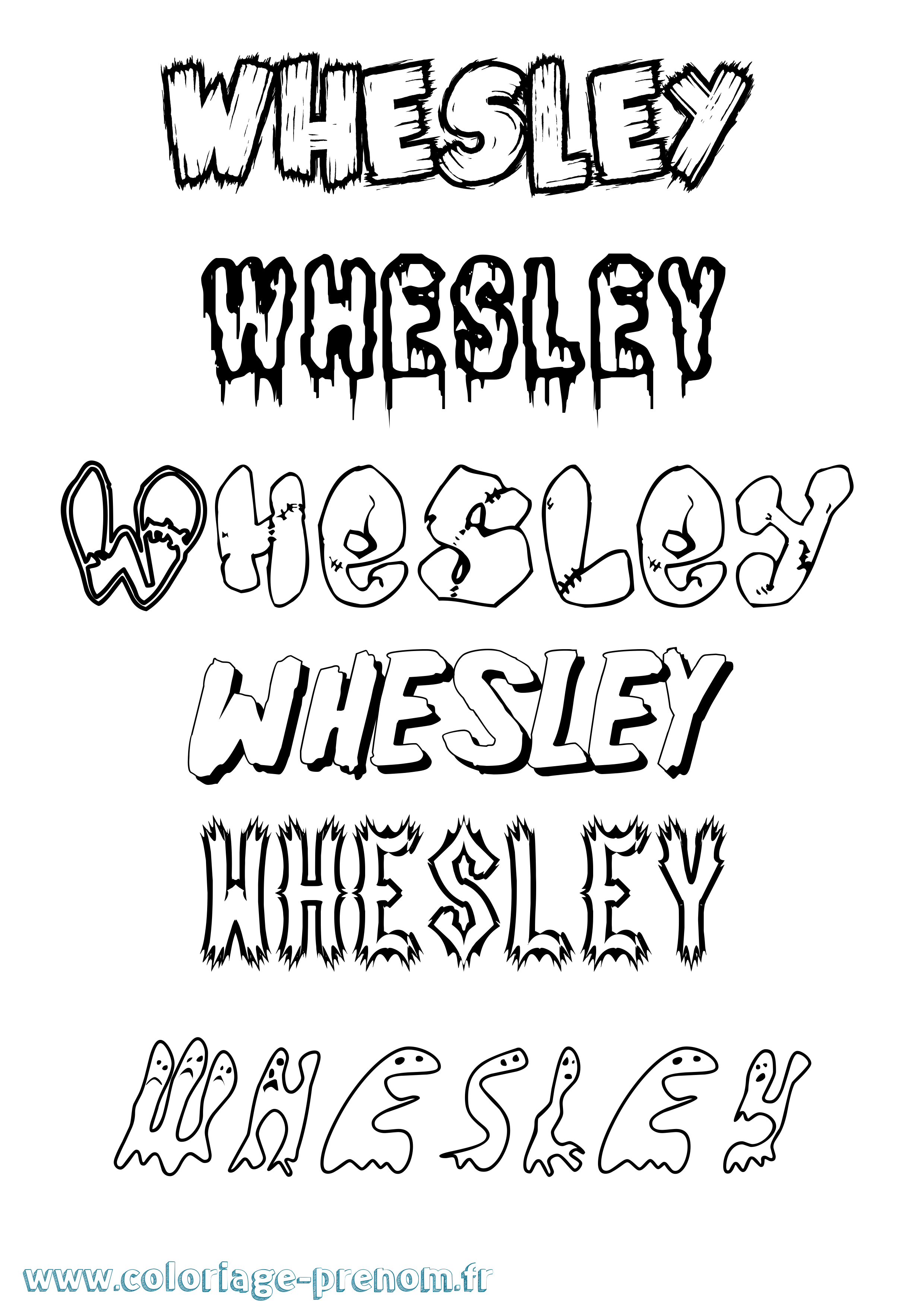 Coloriage Whesley Frisson Coloriage prénom Whesley Frisson