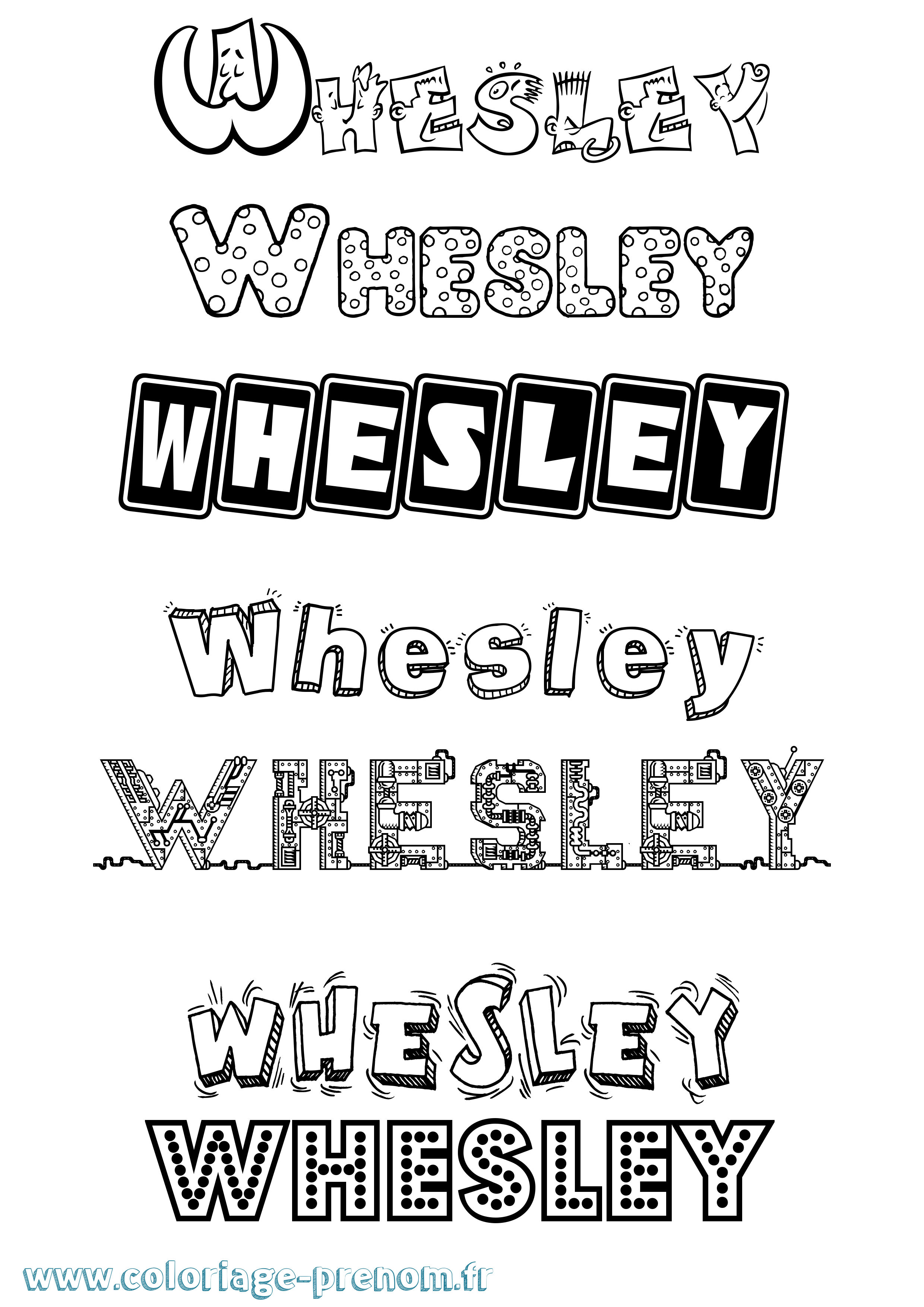 Coloriage Whesley Fun Coloriage prénom Whesley Fun