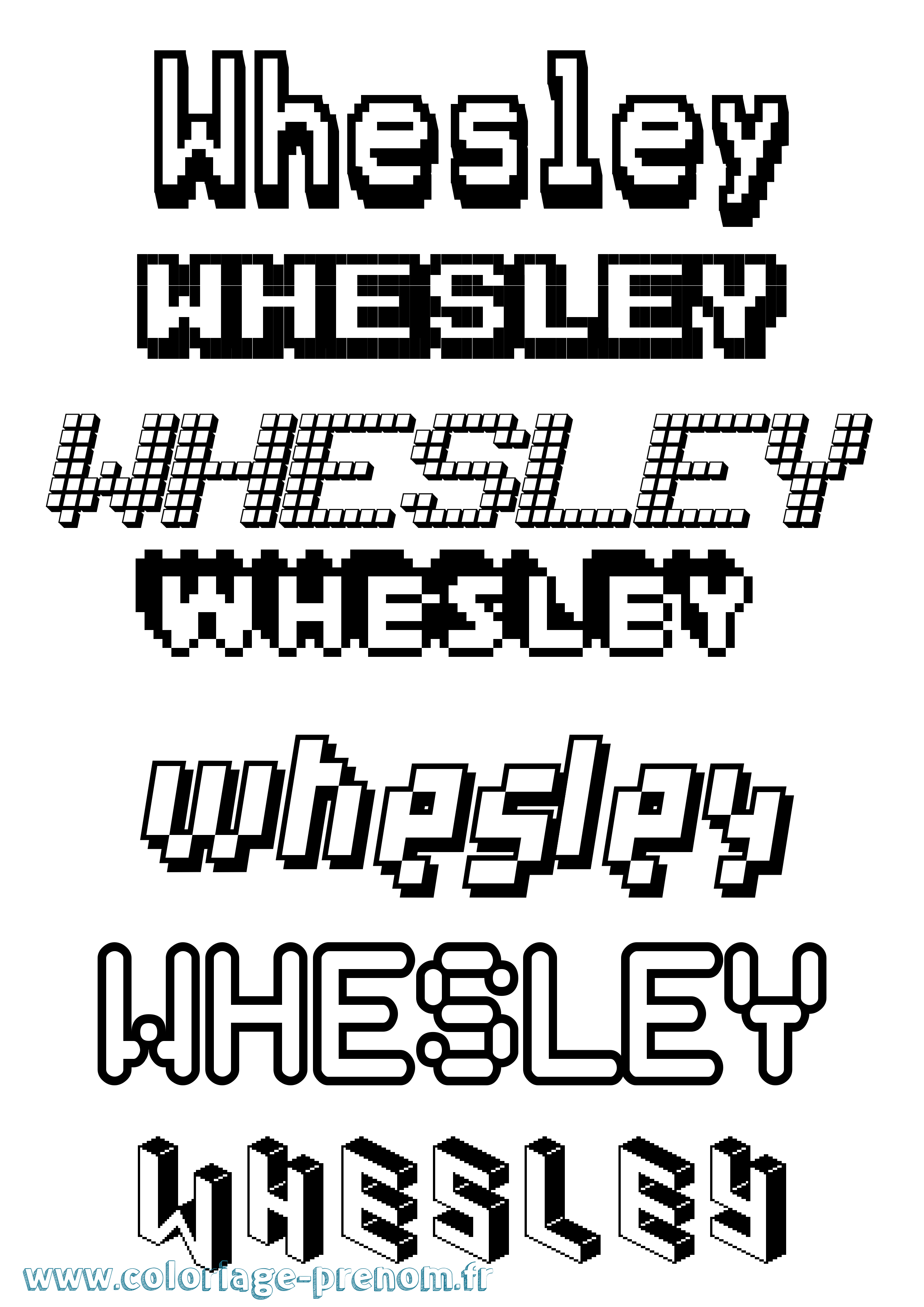 Coloriage Whesley Pixel Coloriage prénom Whesley Pixel