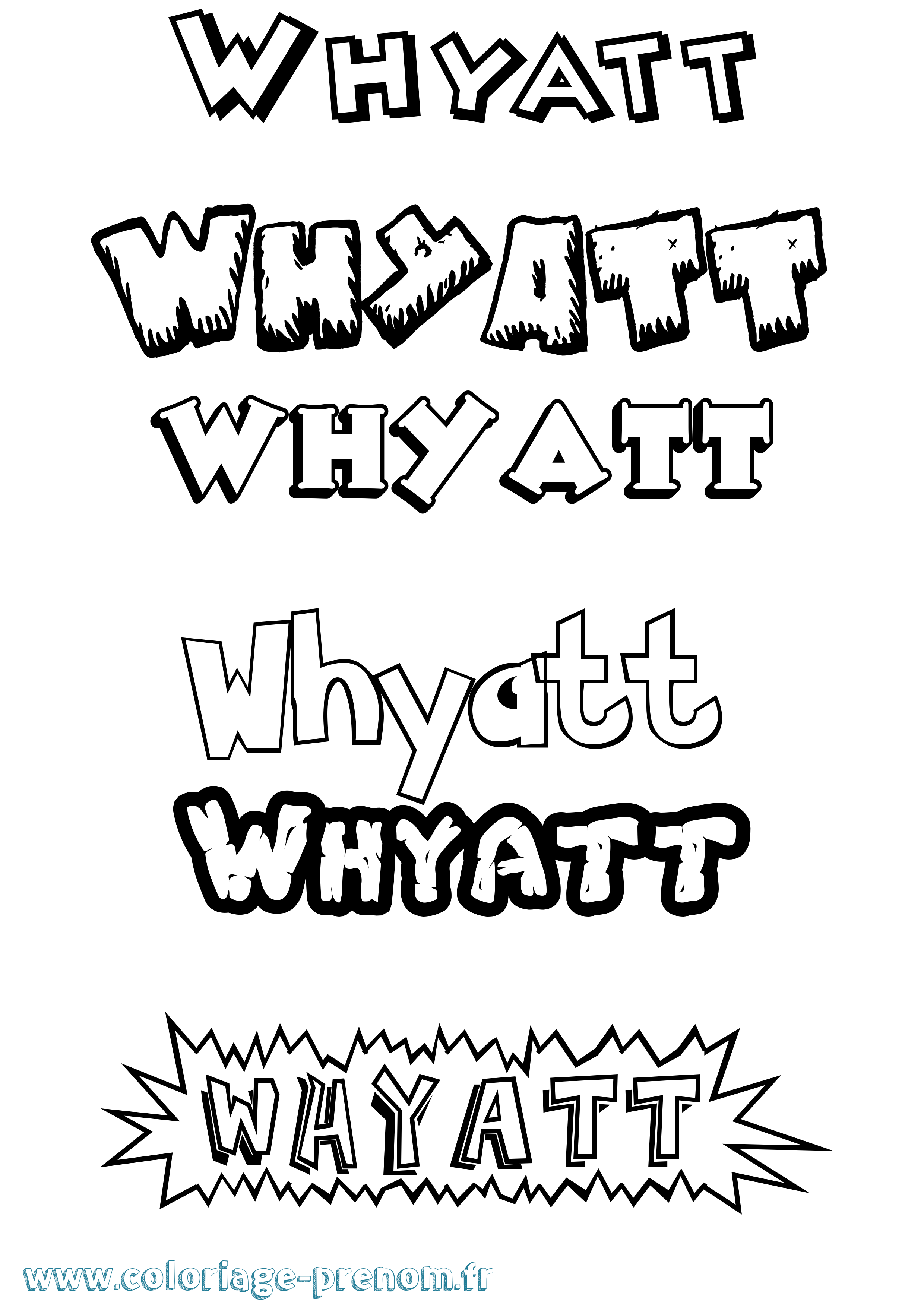 Coloriage Whyatt Dessin Animé Coloriage prénom Whyatt Dessin Animé
