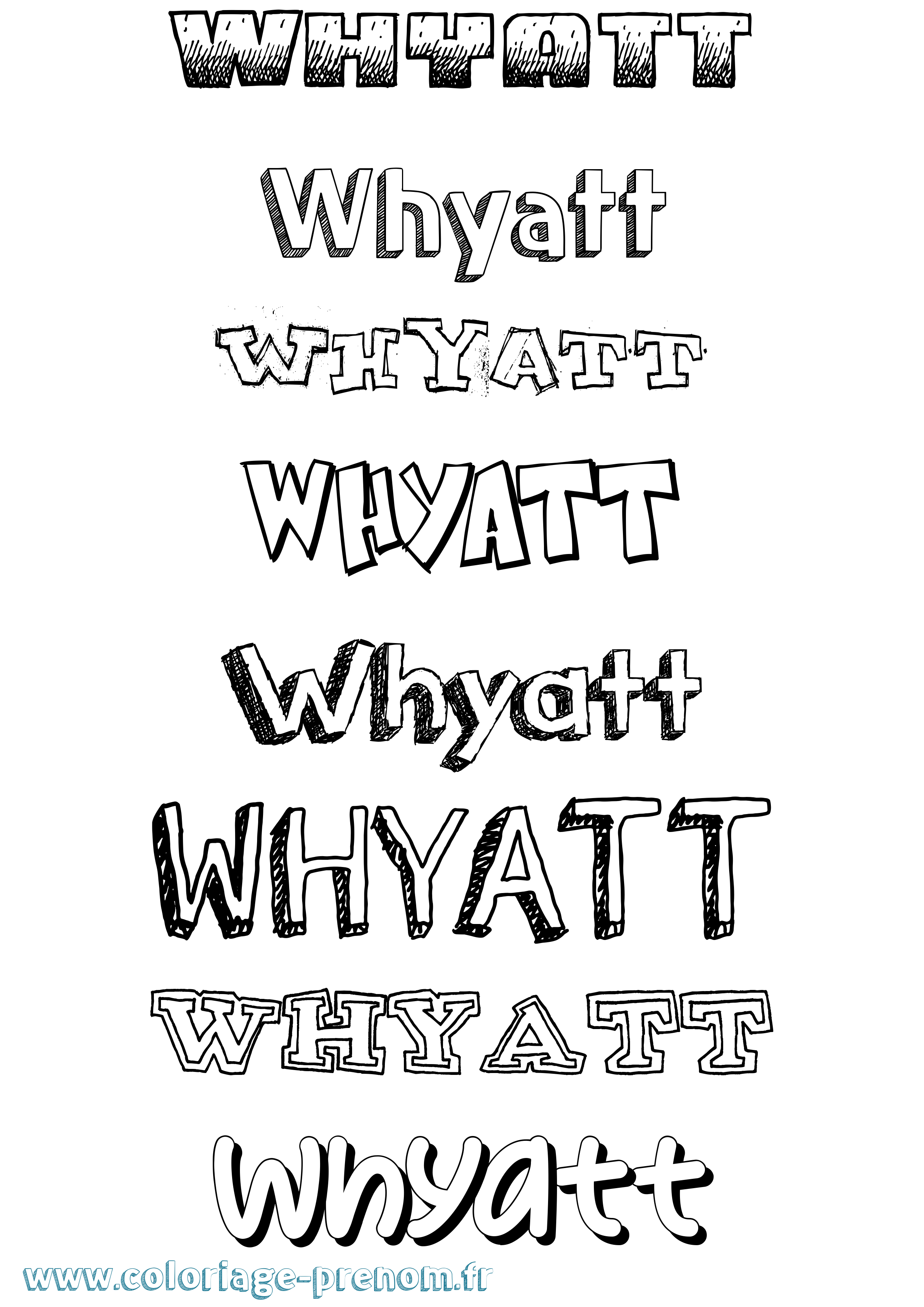 Coloriage Whyatt Dessiné Coloriage prénom Whyatt Dessiné