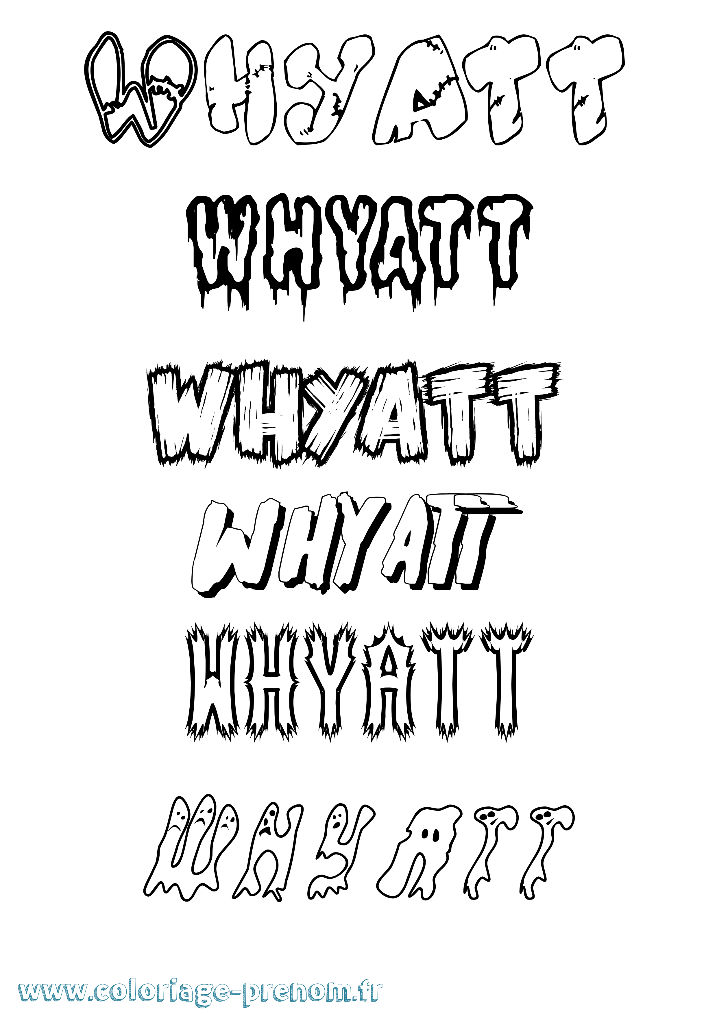 Coloriage Whyatt Frisson Coloriage prénom Whyatt Frisson