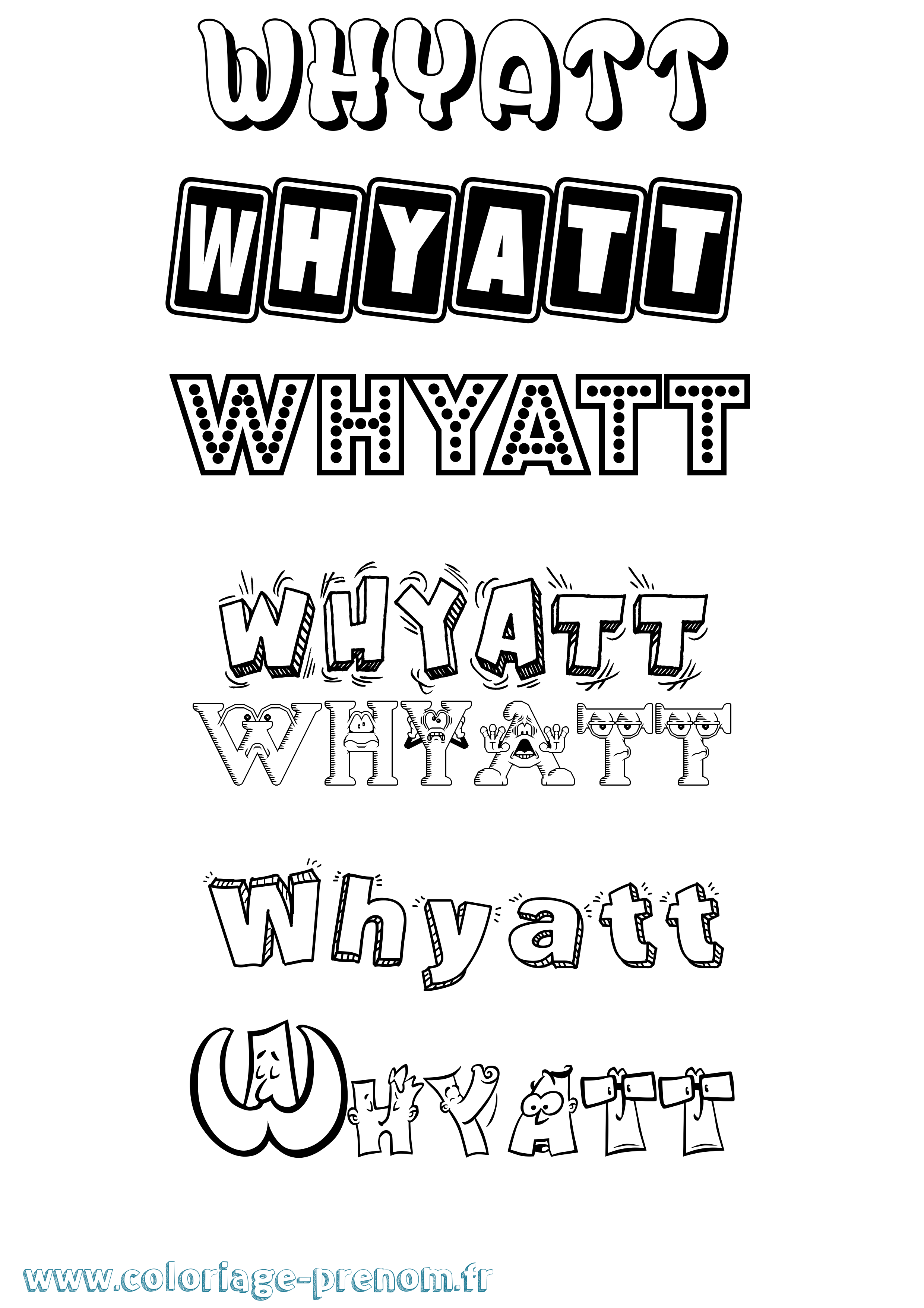 Coloriage Whyatt Fun Coloriage prénom Whyatt Fun