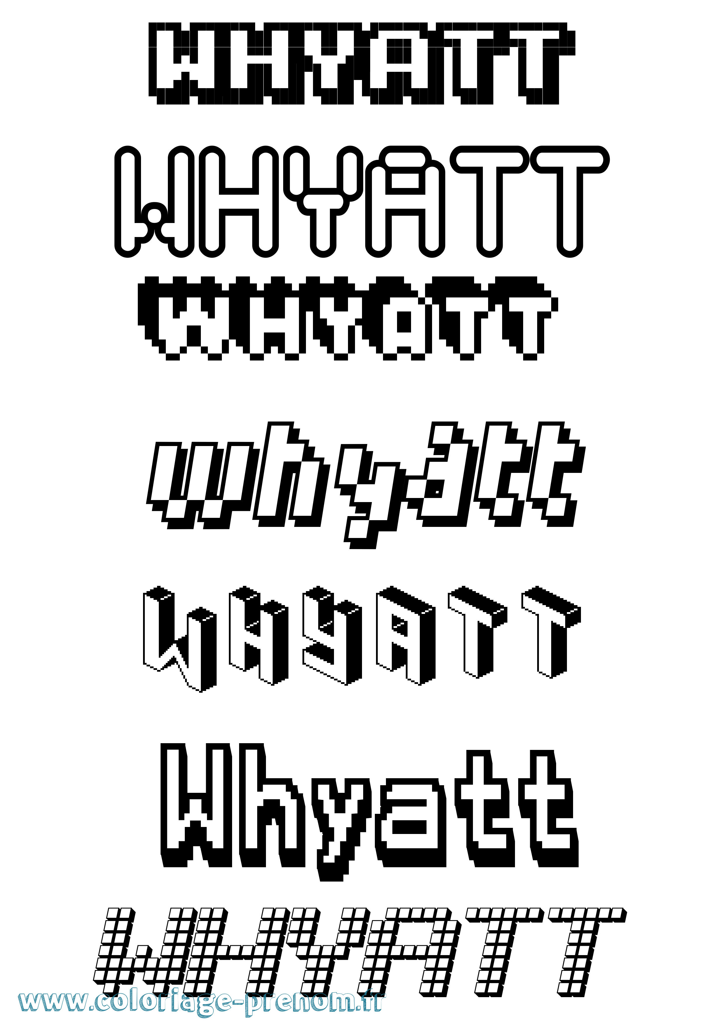 Coloriage Whyatt Pixel Coloriage prénom Whyatt Pixel
