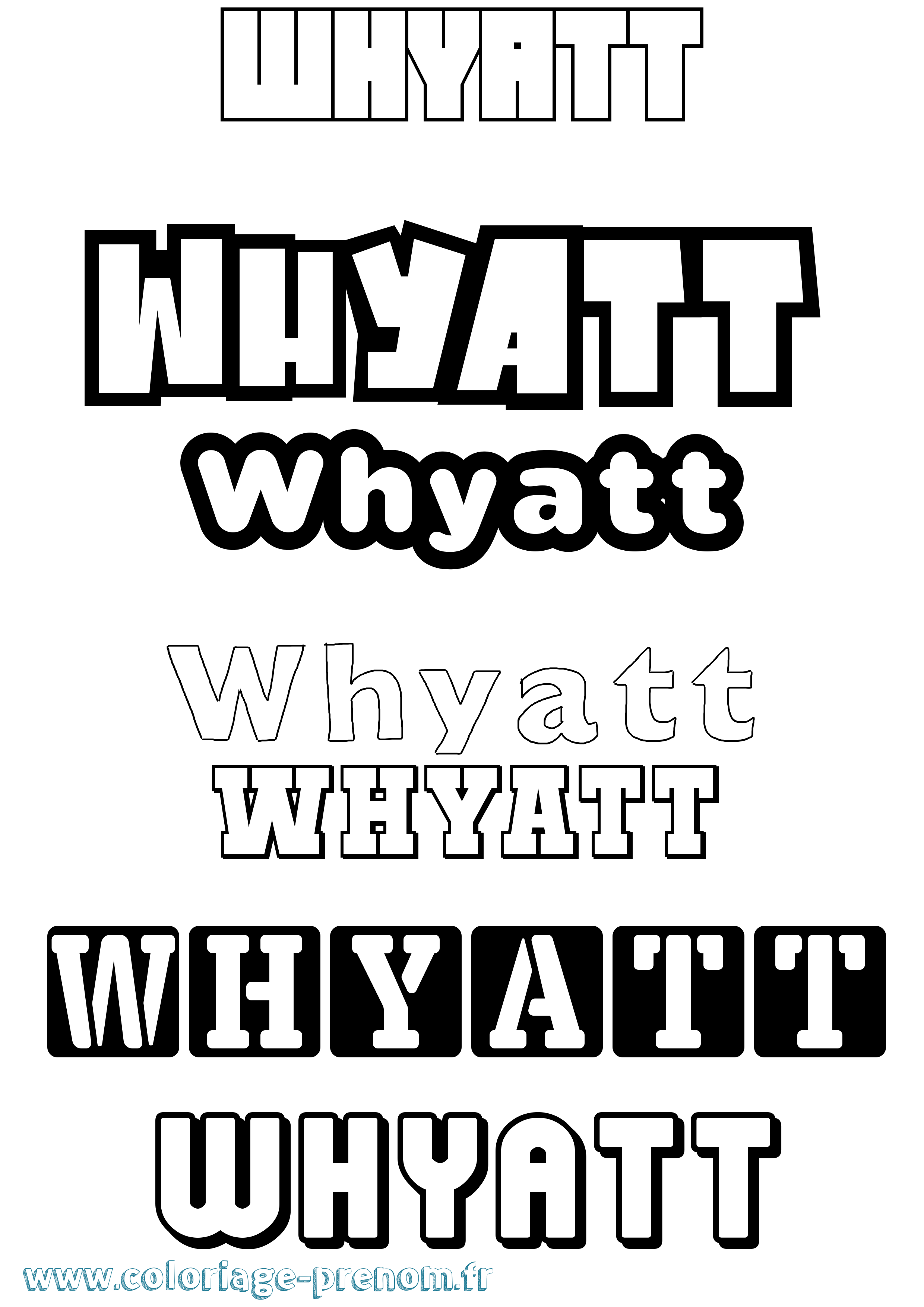 Coloriage Whyatt Simple Coloriage prénom Whyatt Simple