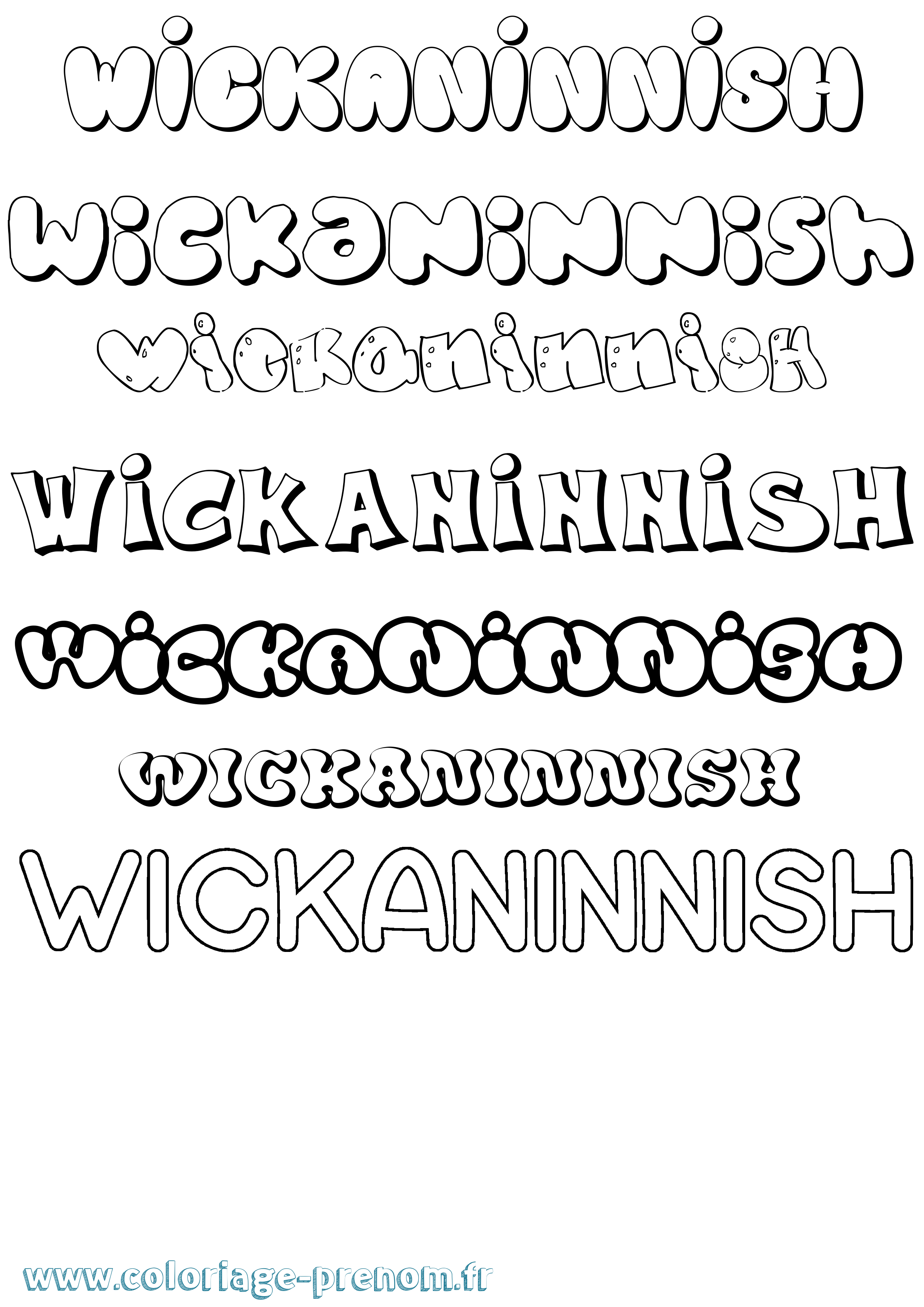 Coloriage Wickaninnish Bubble Coloriage prénom Wickaninnish Bubble