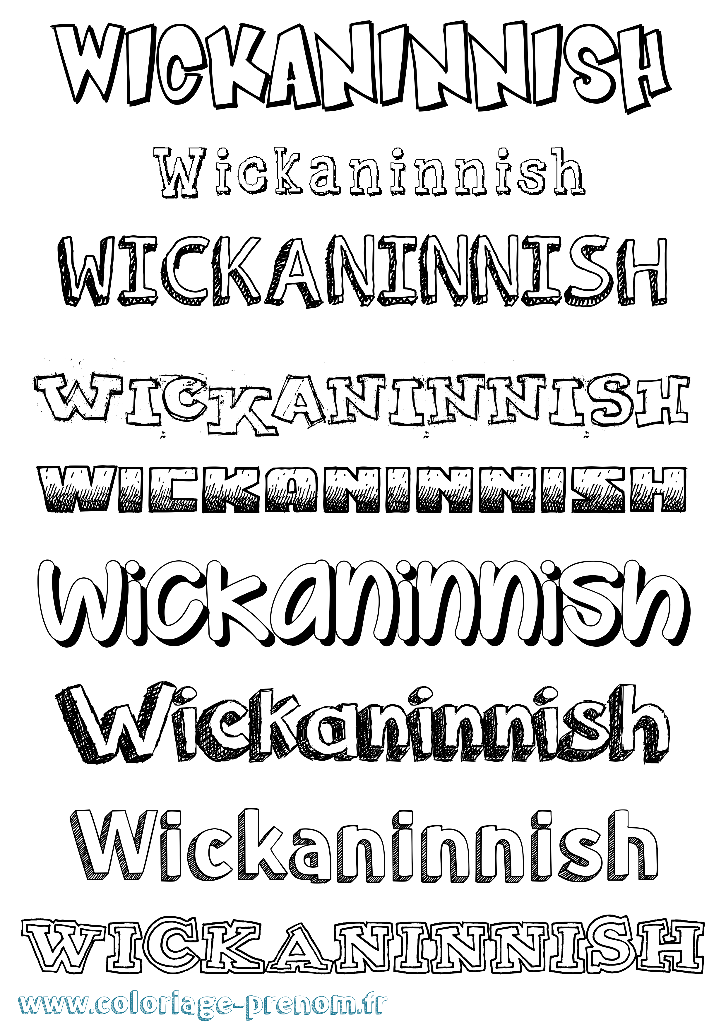 Coloriage Wickaninnish Dessiné Coloriage prénom Wickaninnish Dessiné
