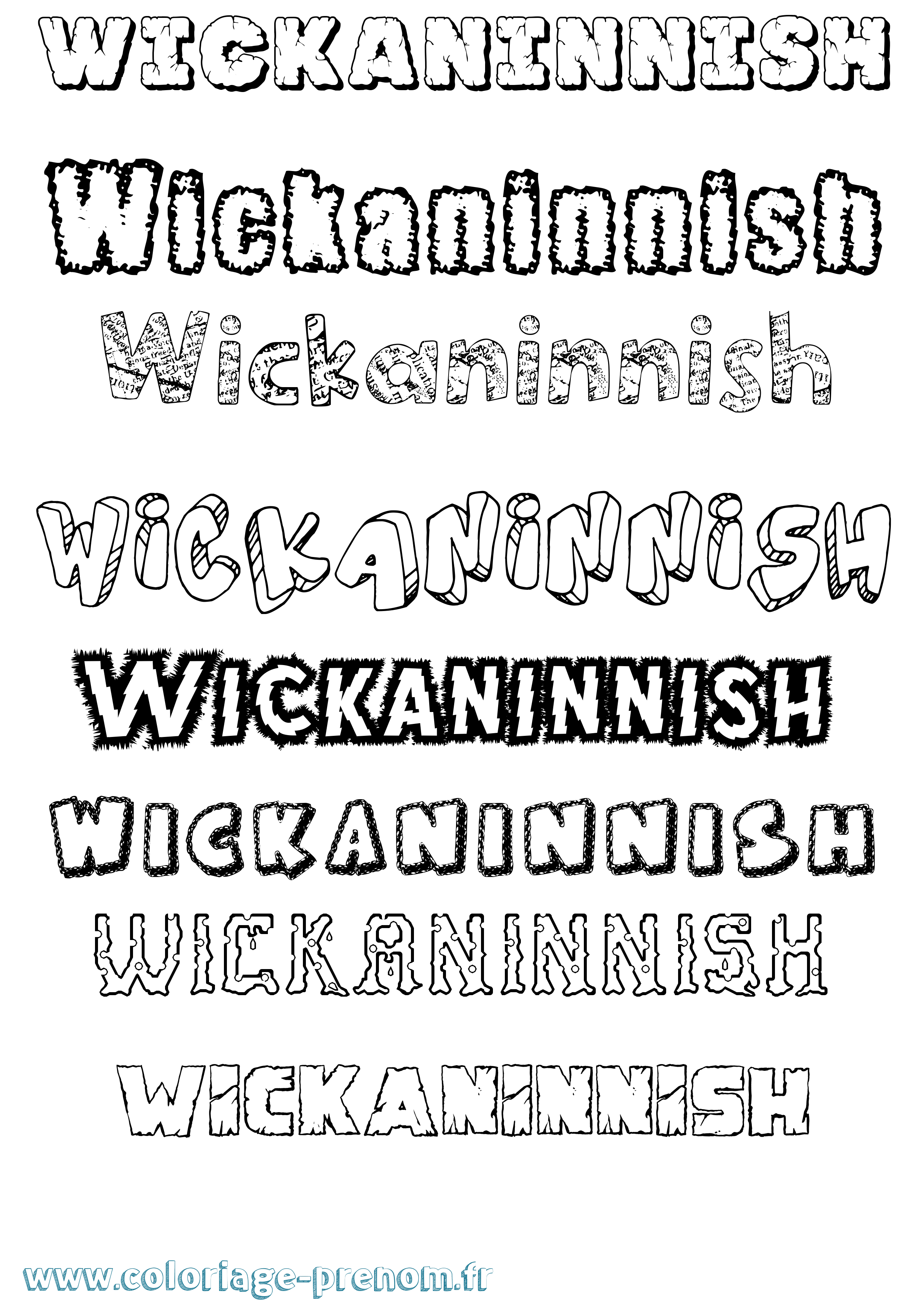 Coloriage Wickaninnish Destructuré Coloriage prénom Wickaninnish Destructuré