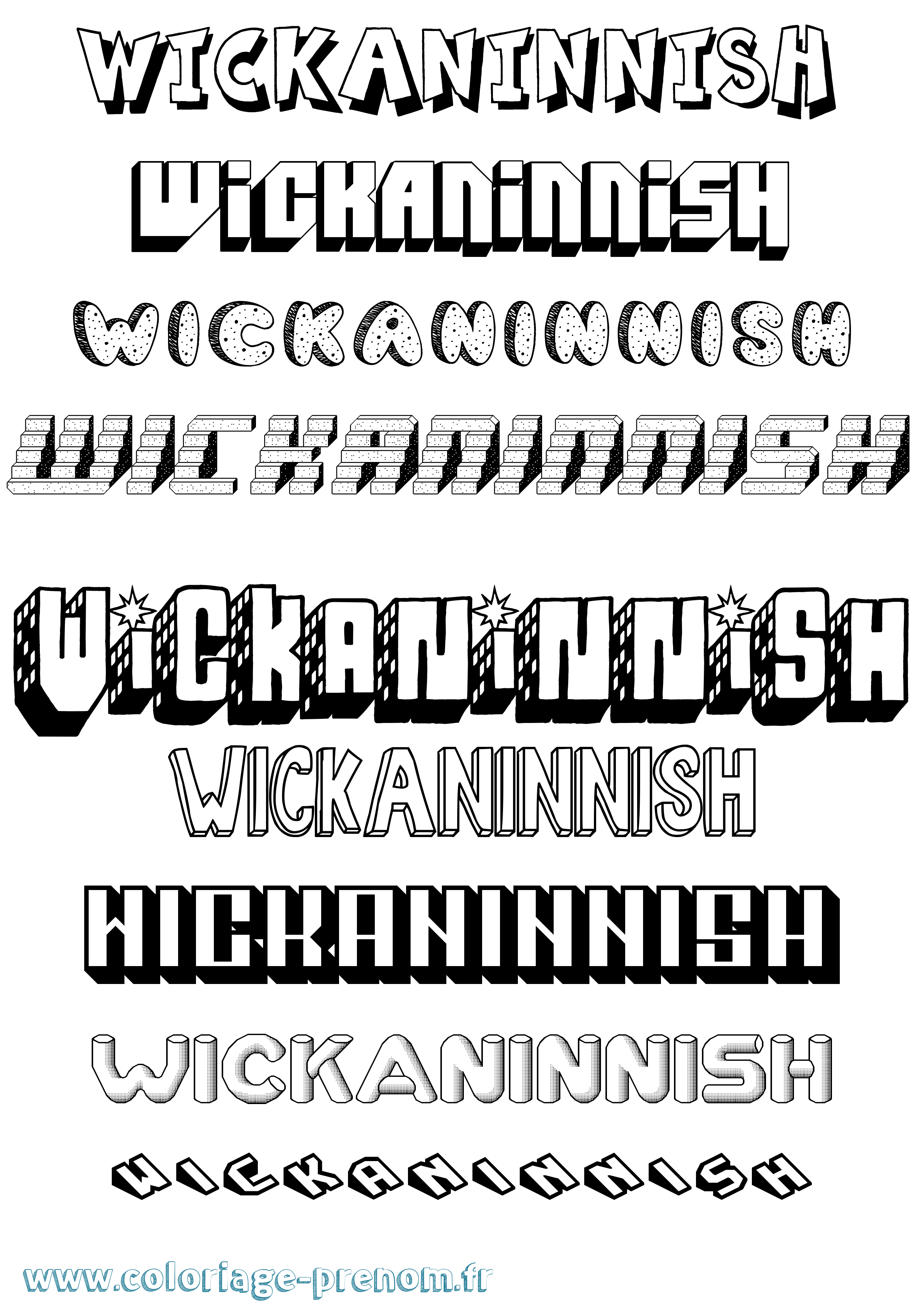 Coloriage Wickaninnish Effet 3D Coloriage prénom Wickaninnish Effet 3D