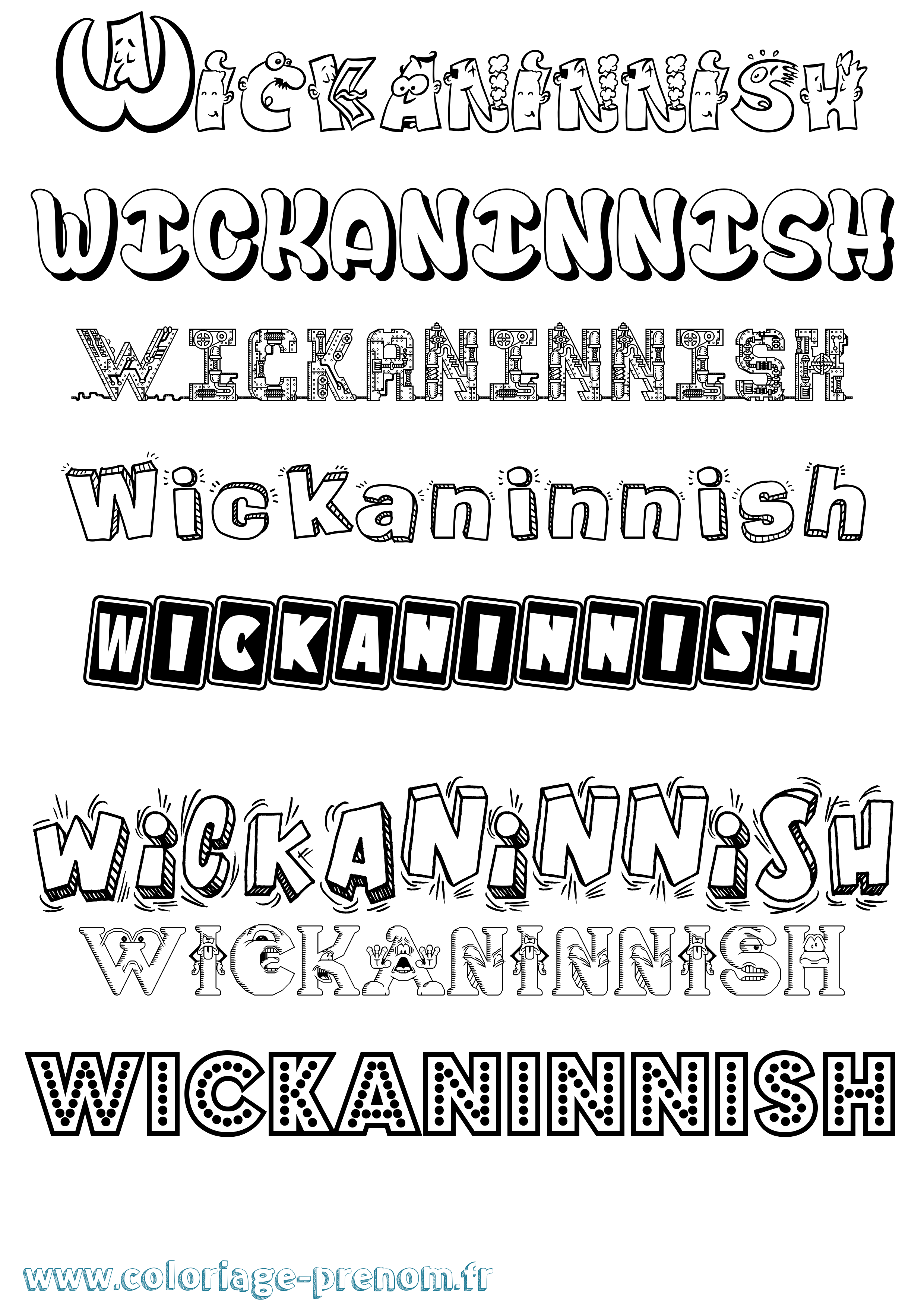 Coloriage Wickaninnish Fun Coloriage prénom Wickaninnish Fun