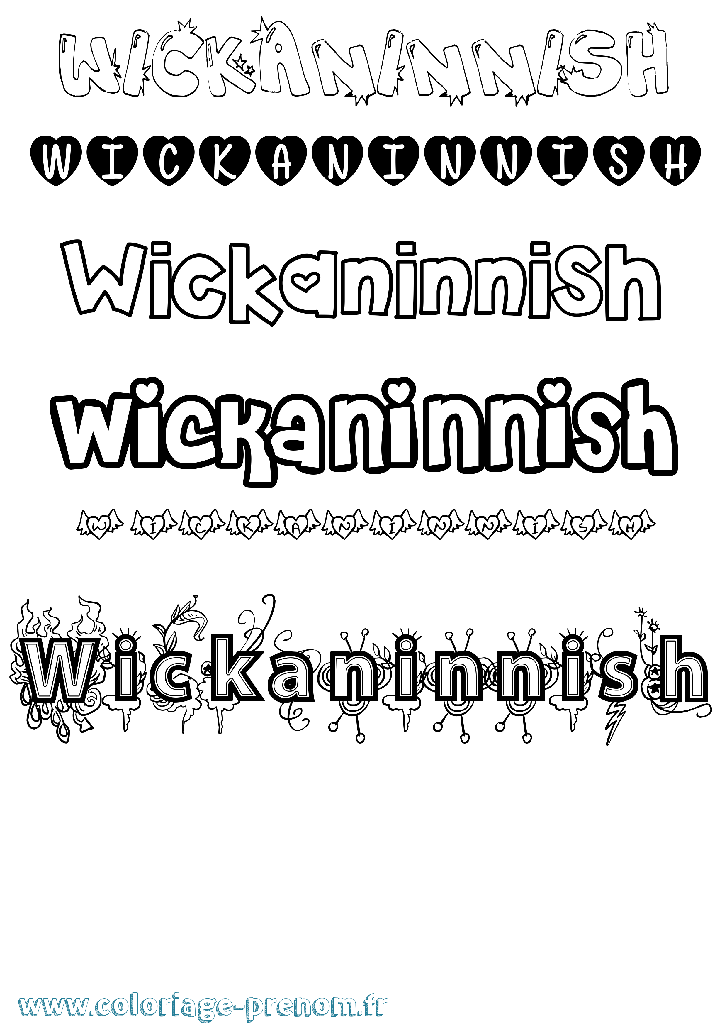 Coloriage Wickaninnish Girly Coloriage prénom Wickaninnish Girly