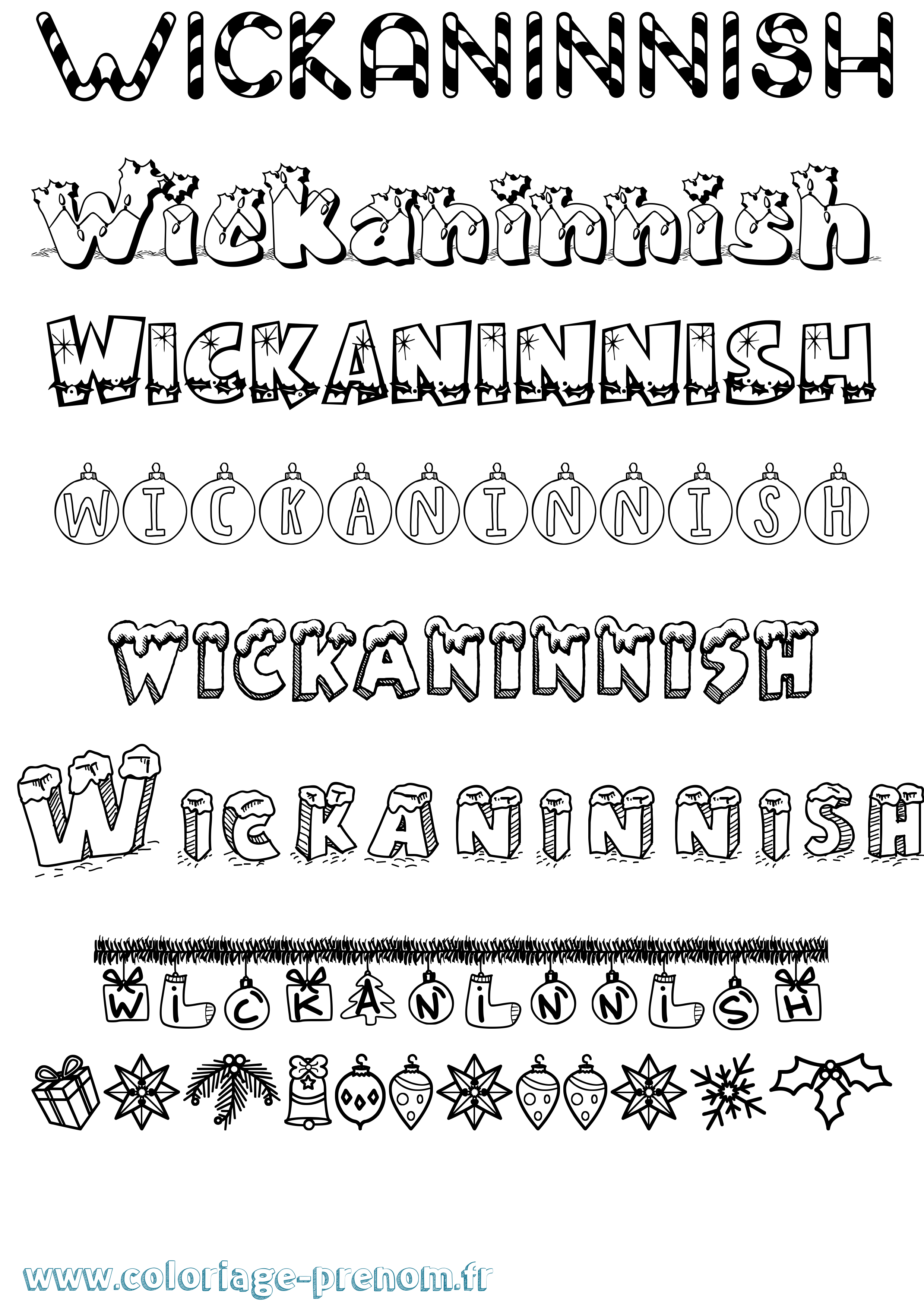 Coloriage Wickaninnish Noël Coloriage prénom Wickaninnish Noël