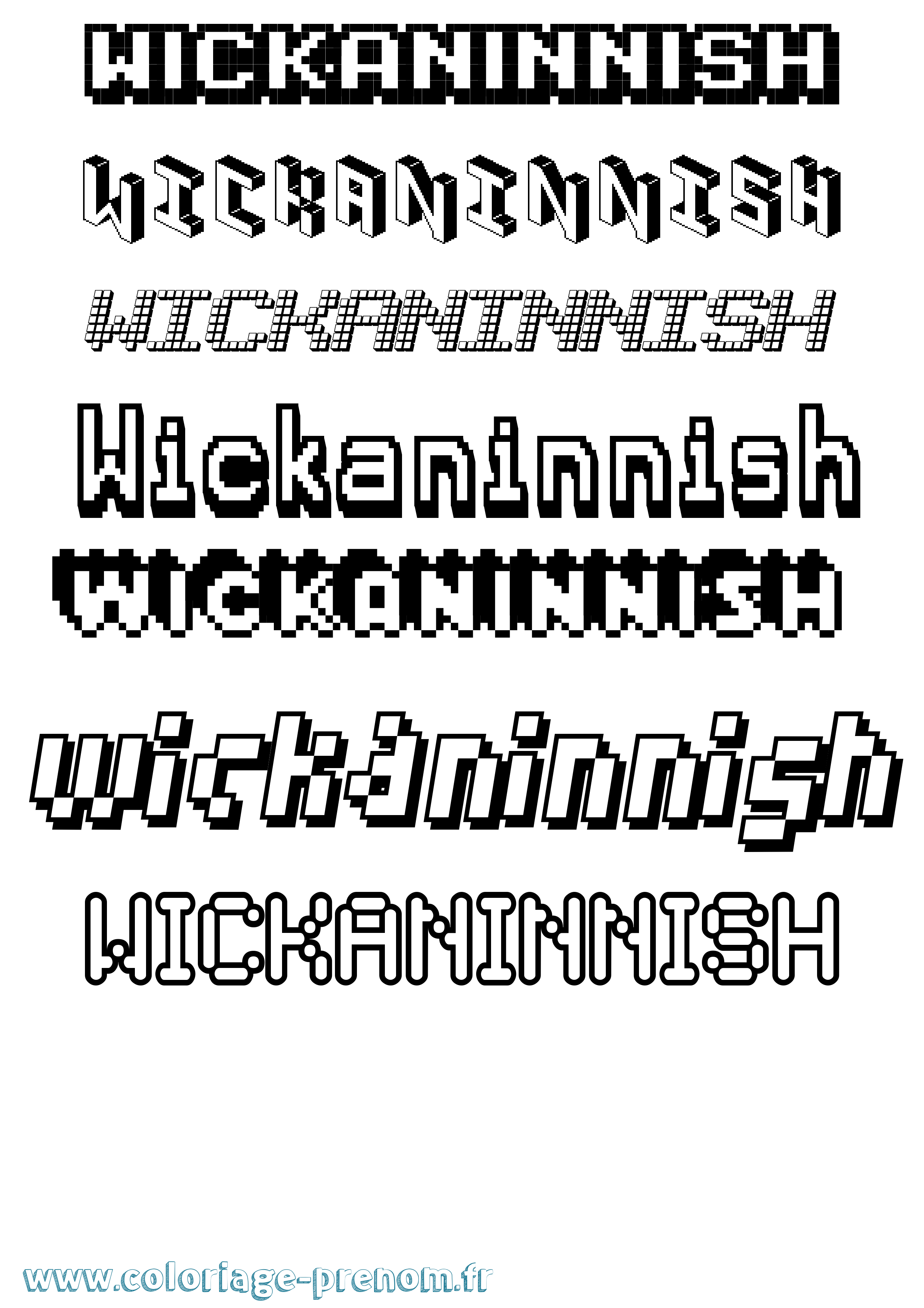 Coloriage Wickaninnish Pixel Coloriage prénom Wickaninnish Pixel