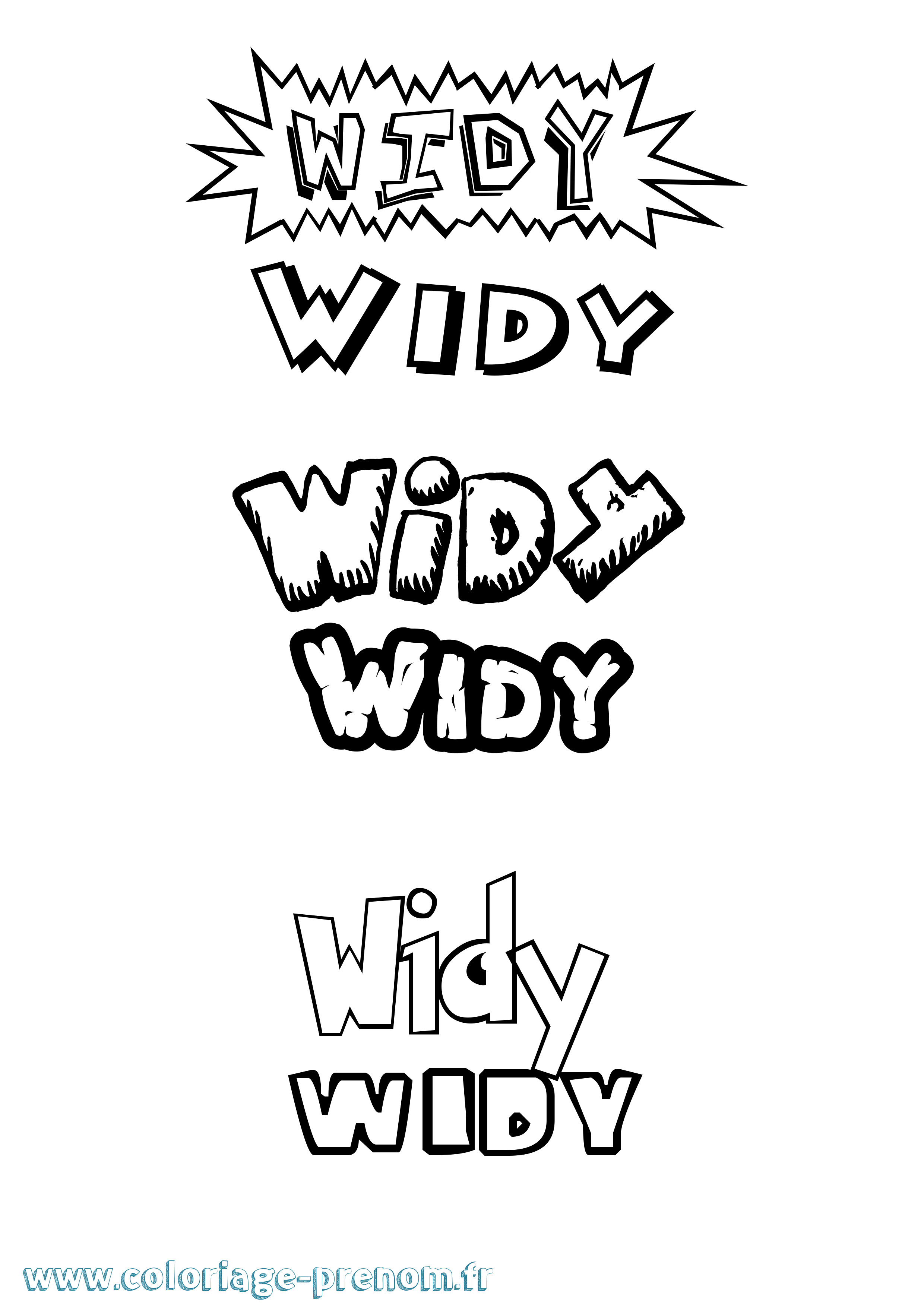 Coloriage Widy Dessin Animé Coloriage prénom Widy Dessin Animé