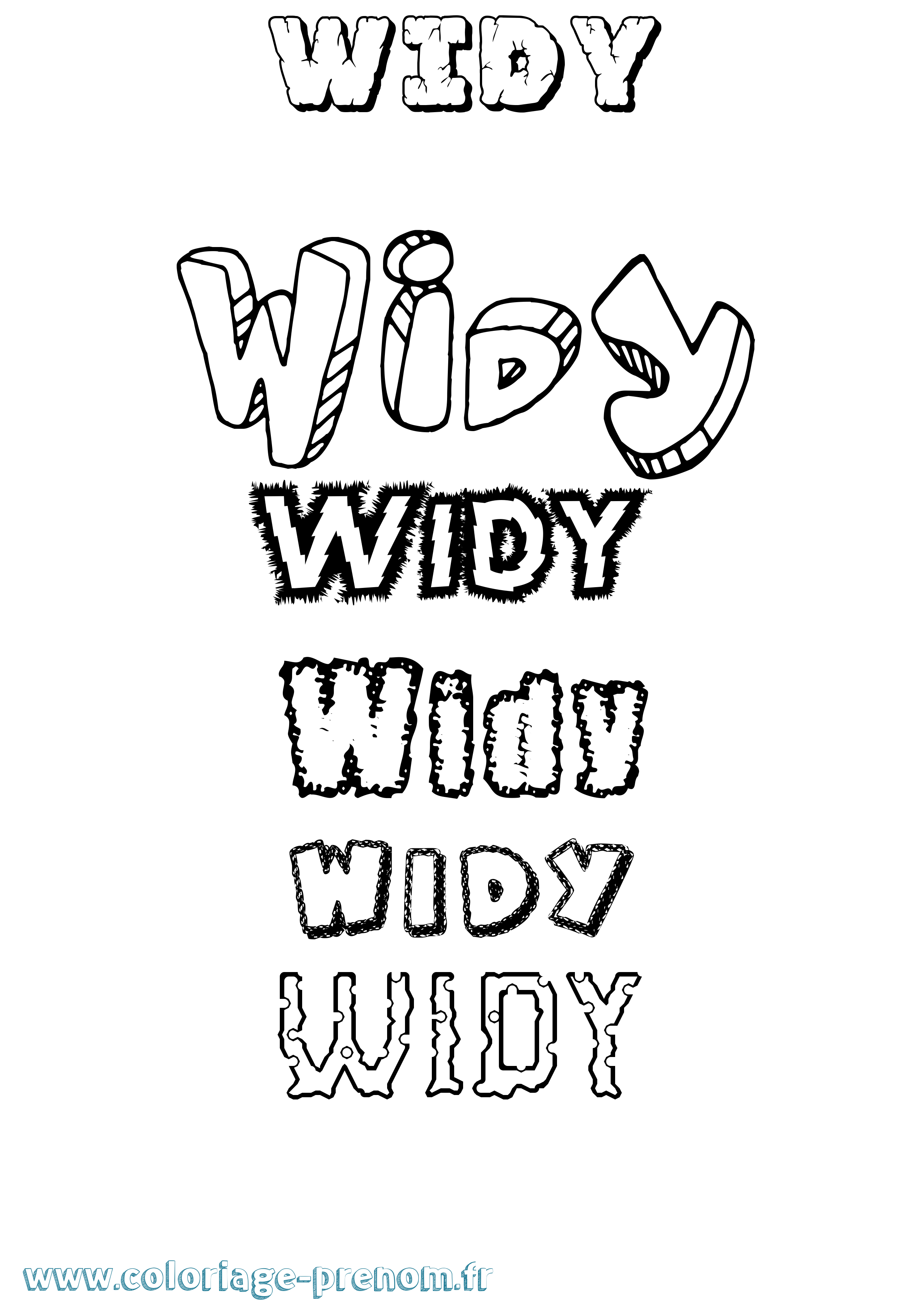 Coloriage Widy Destructuré Coloriage prénom Widy Destructuré
