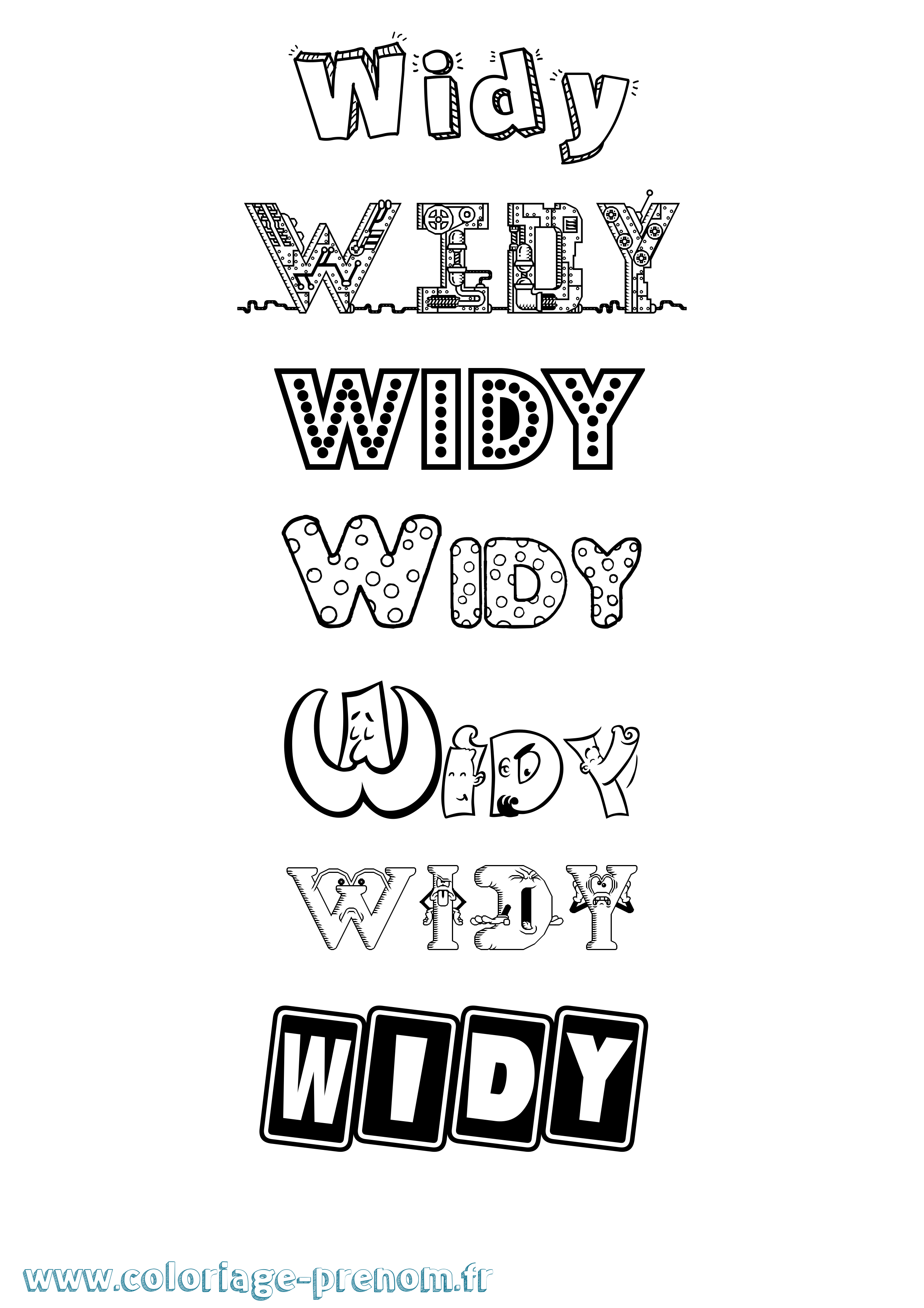 Coloriage Widy Fun Coloriage prénom Widy Fun