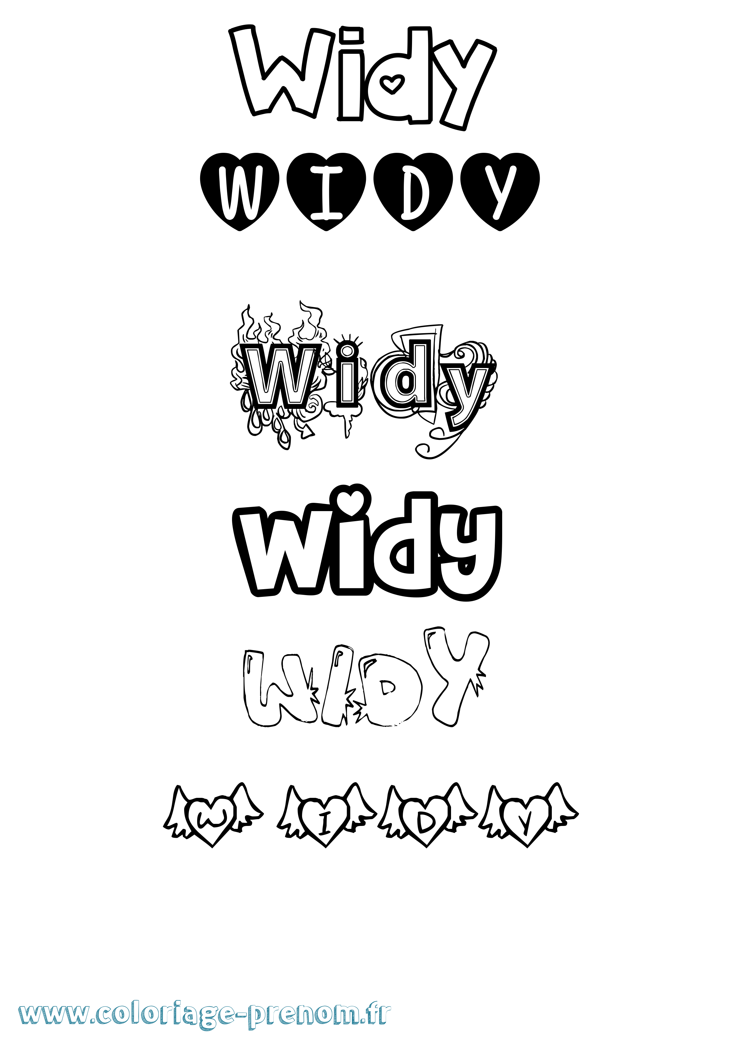 Coloriage Widy Girly Coloriage prénom Widy Girly