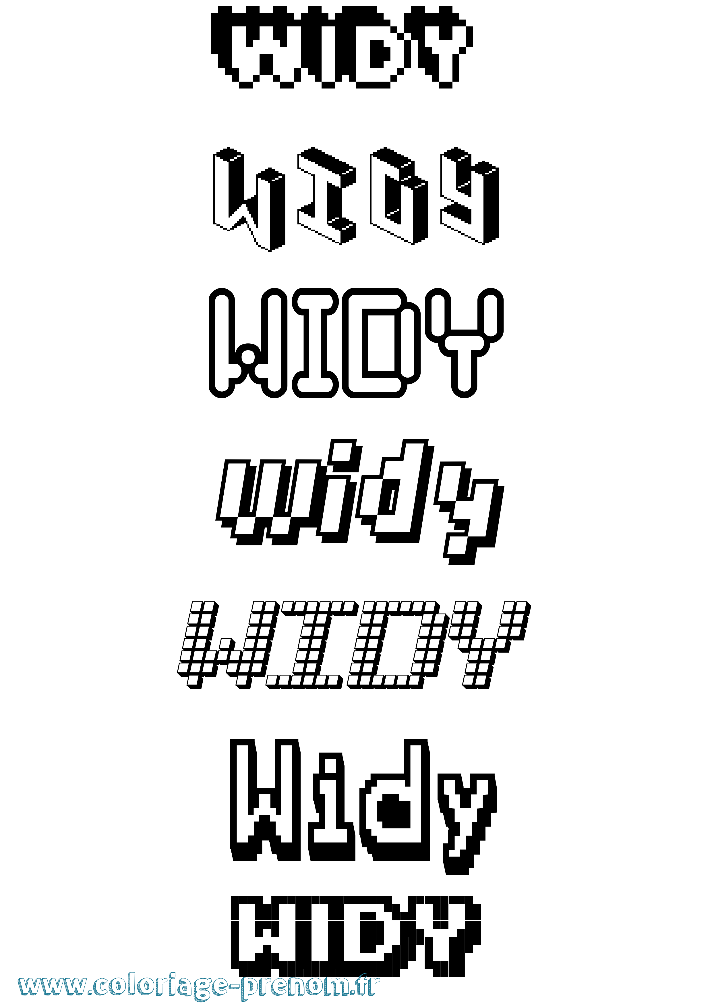 Coloriage Widy Pixel Coloriage prénom Widy Pixel