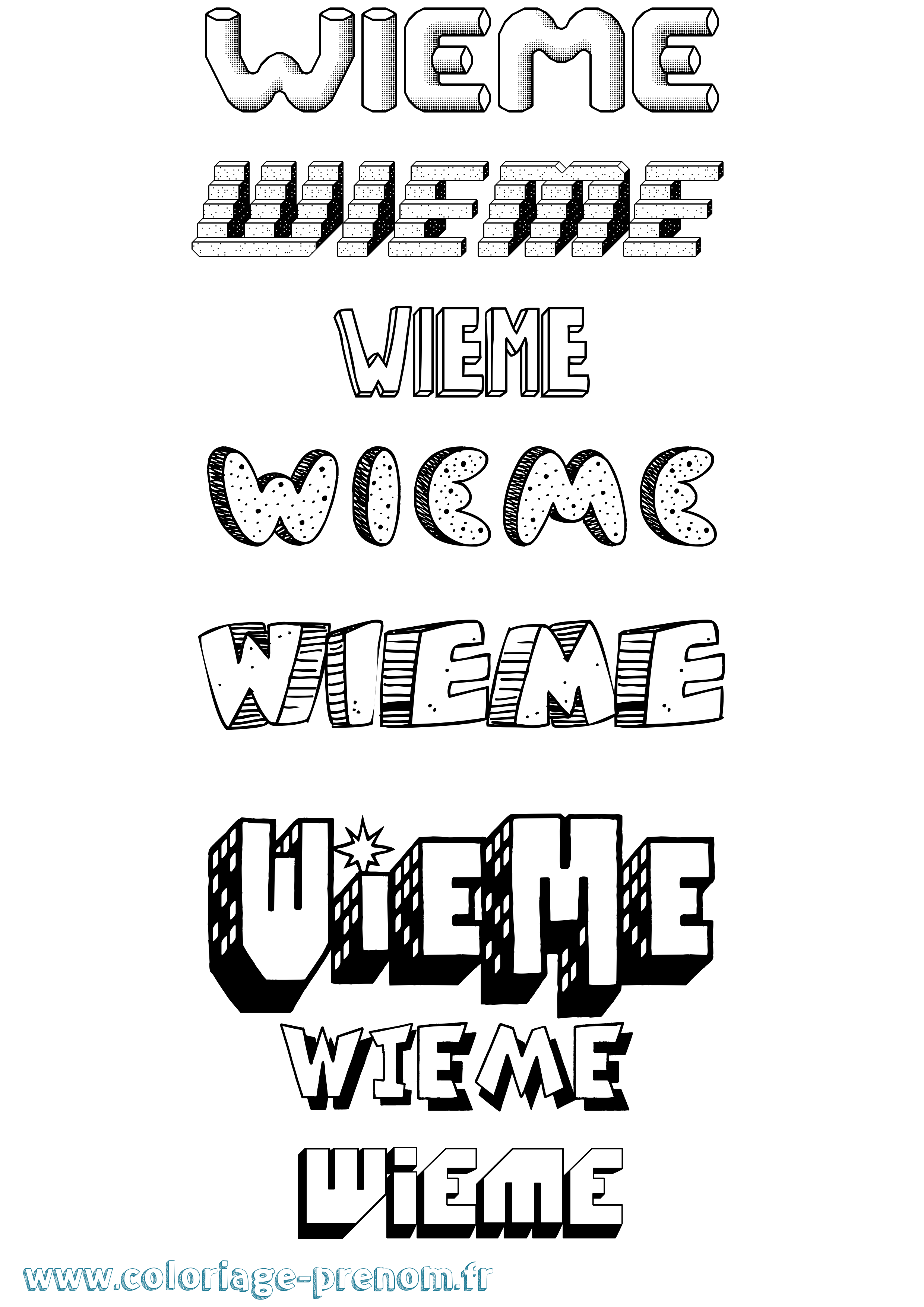 Coloriage Wieme Effet 3D Coloriage prénom Wieme Effet 3D