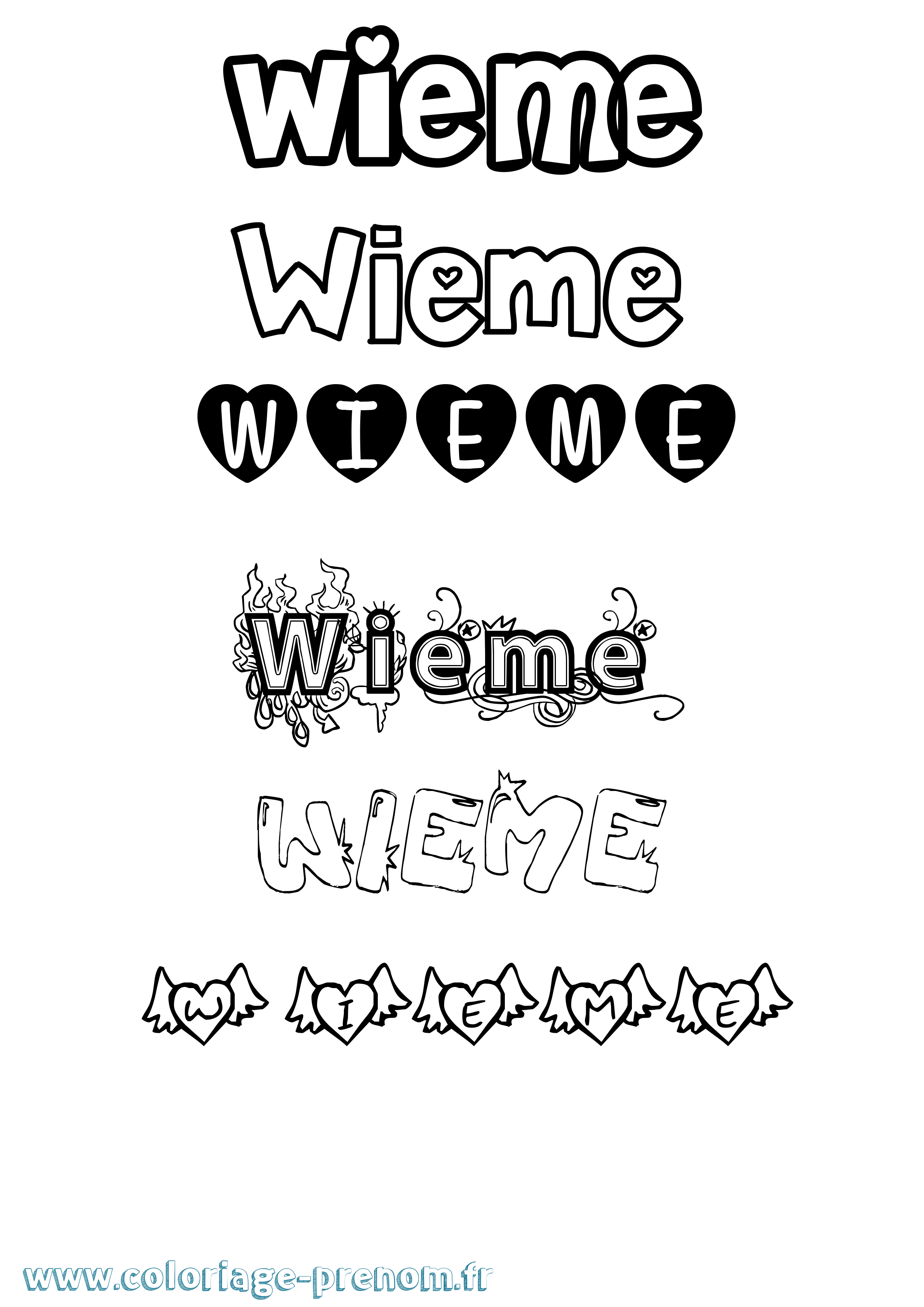 Coloriage Wieme Girly Coloriage prénom Wieme Girly