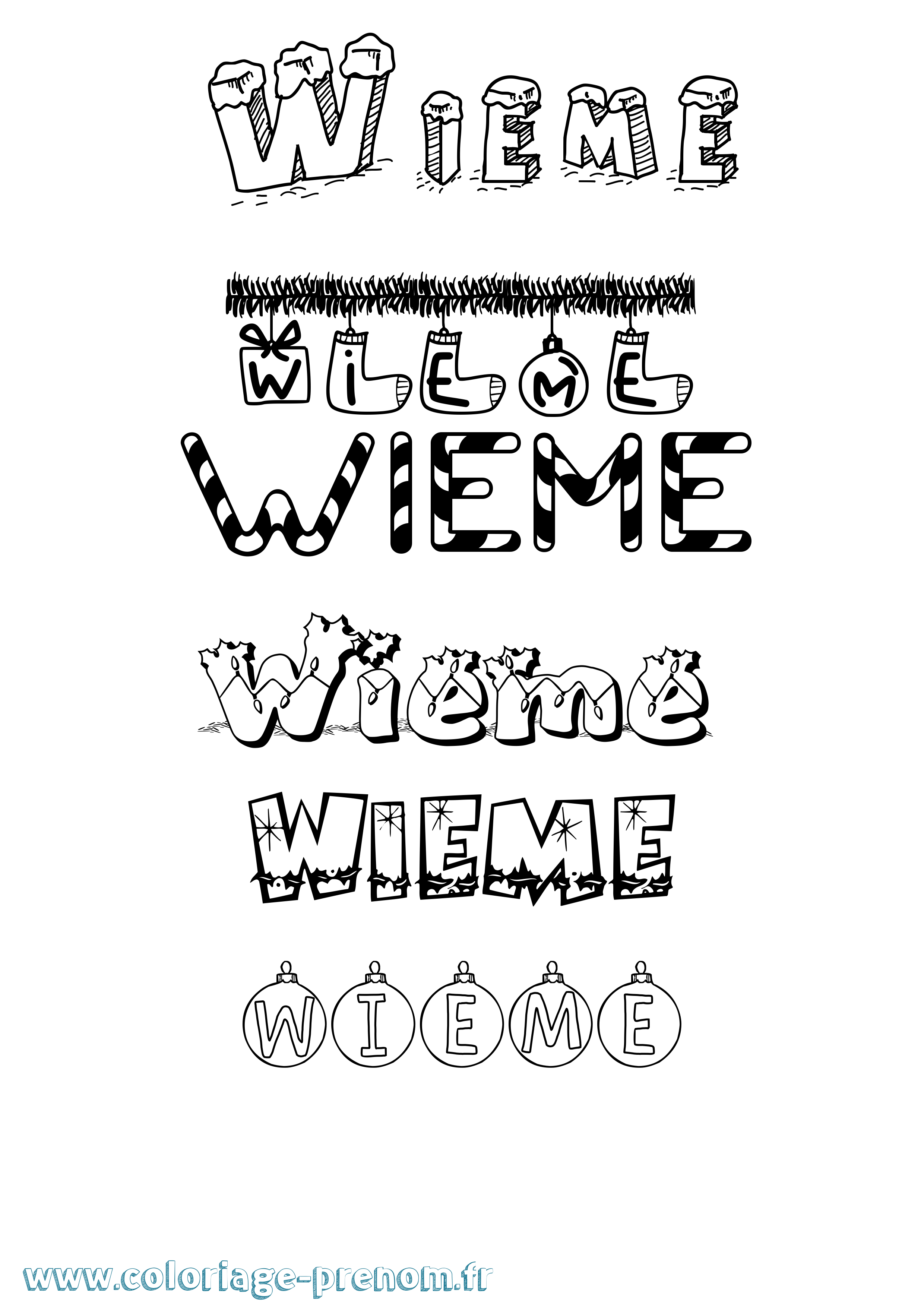 Coloriage Wieme Noël Coloriage prénom Wieme Noël