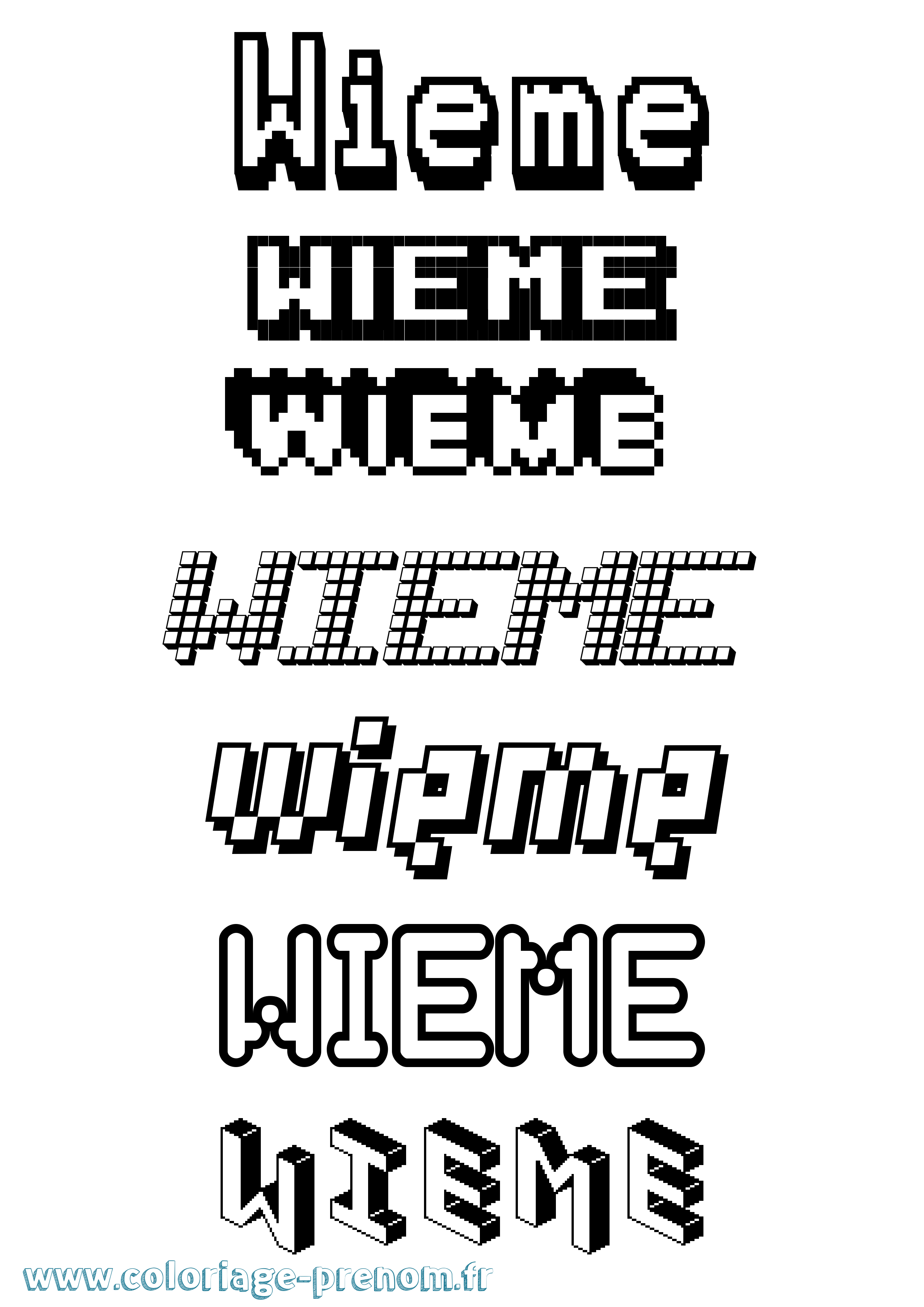 Coloriage Wieme Pixel Coloriage prénom Wieme Pixel