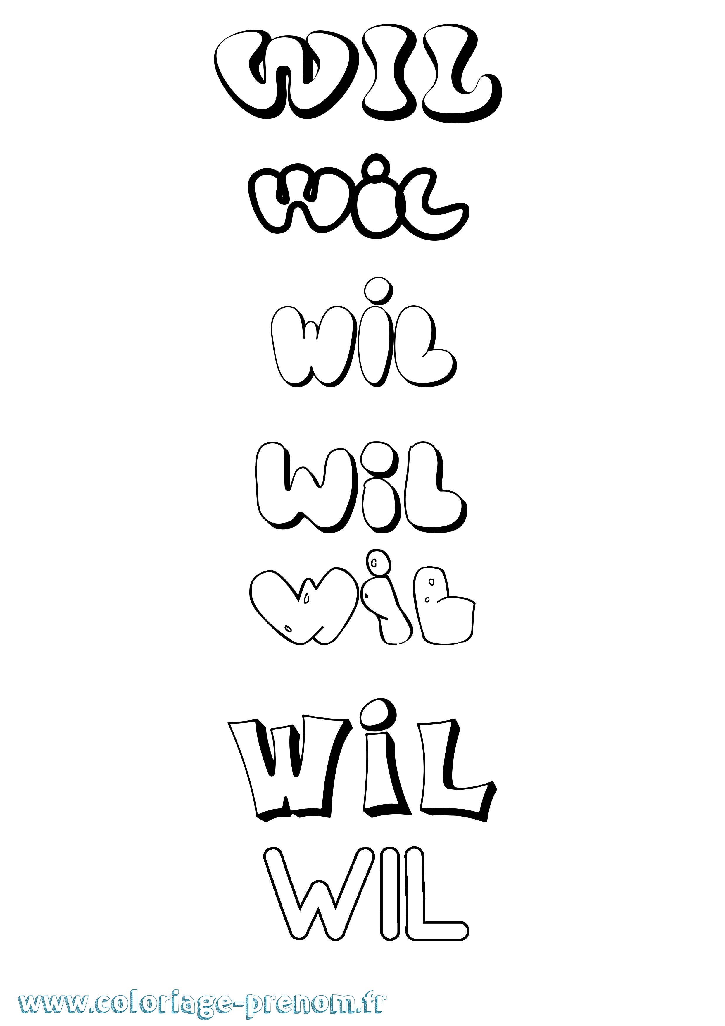 Coloriage Wil Bubble Coloriage prénom Wil Bubble