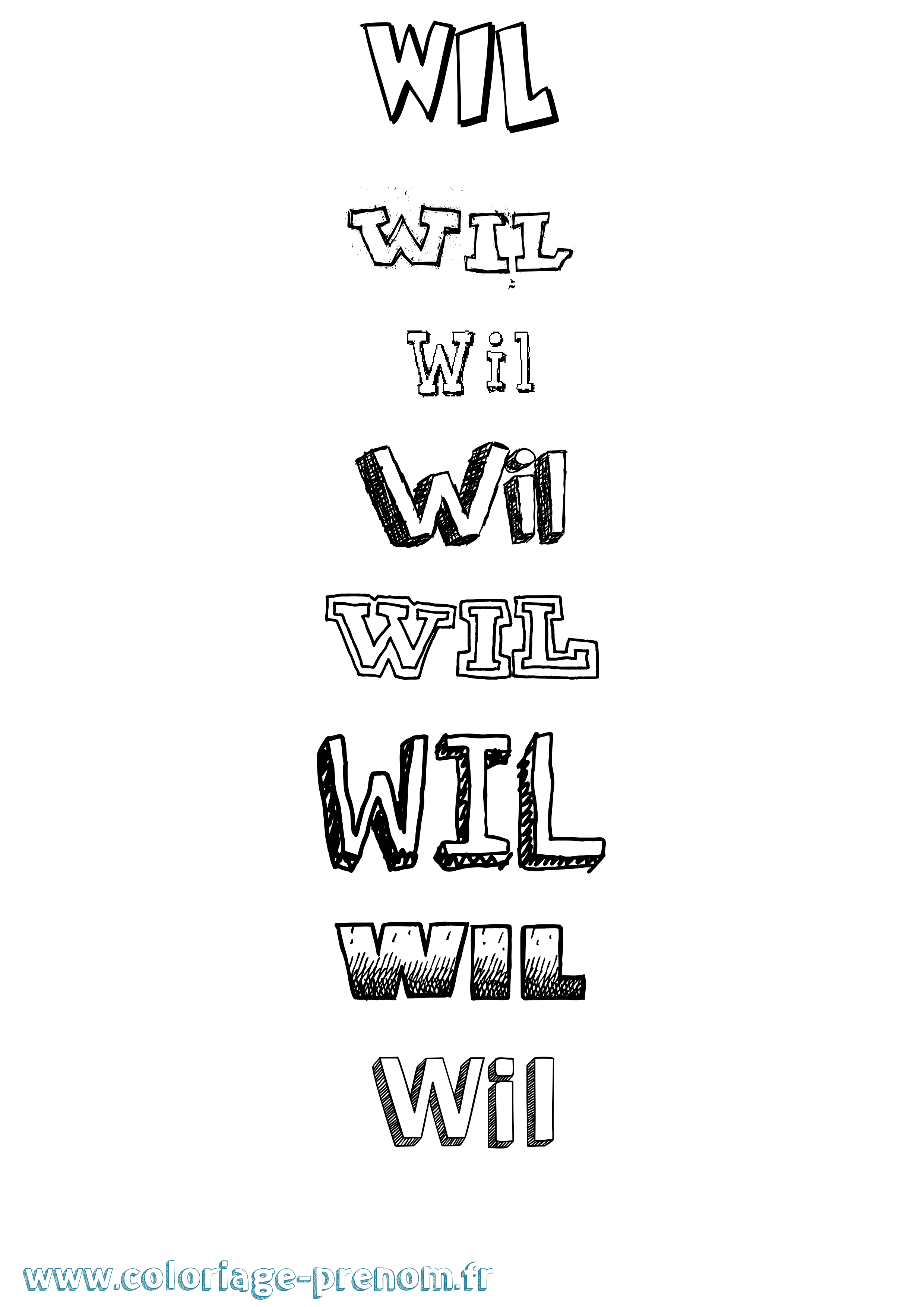 Coloriage Wil Dessiné Coloriage prénom Wil Dessiné