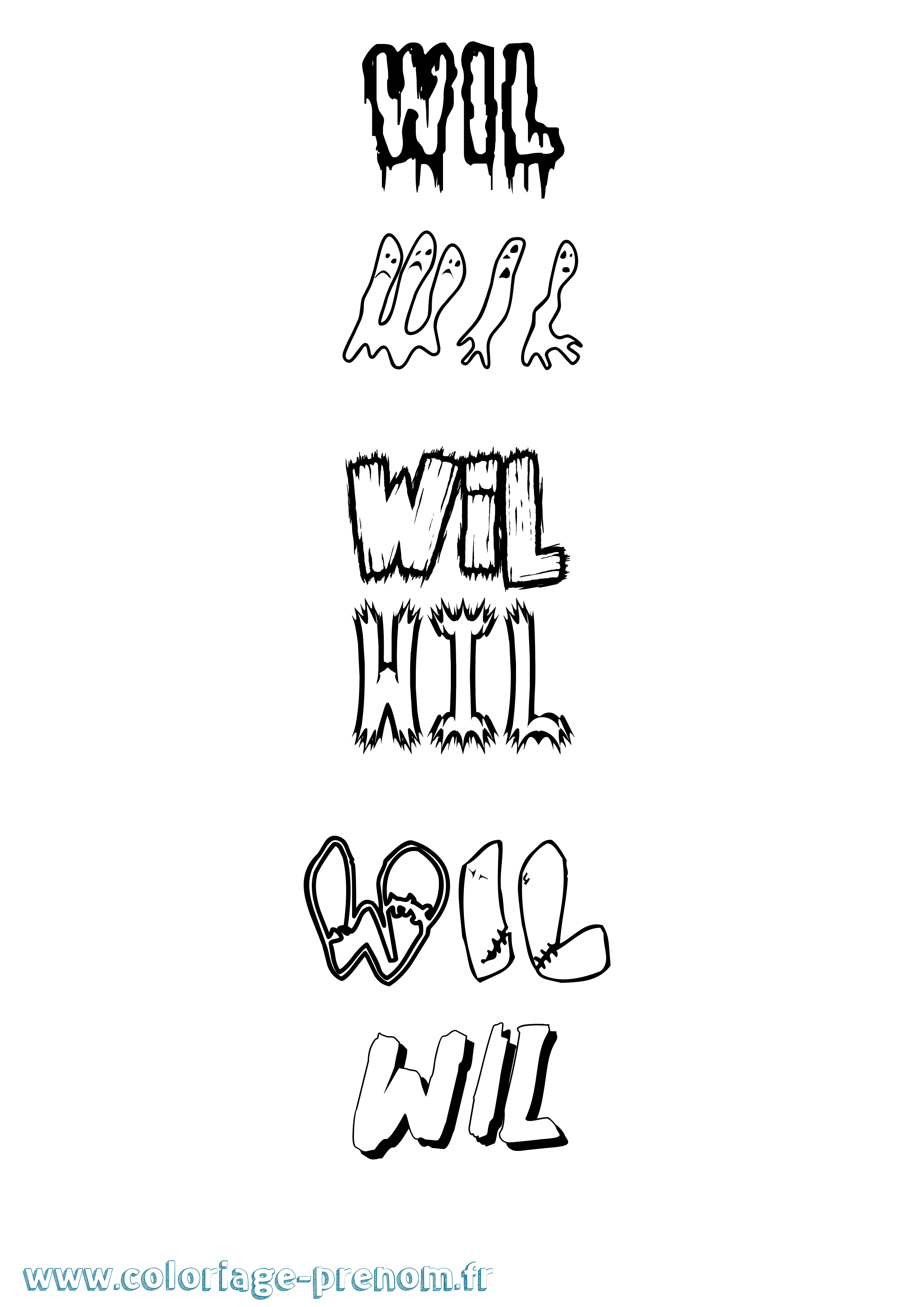 Coloriage Wil Frisson Coloriage prénom Wil Frisson