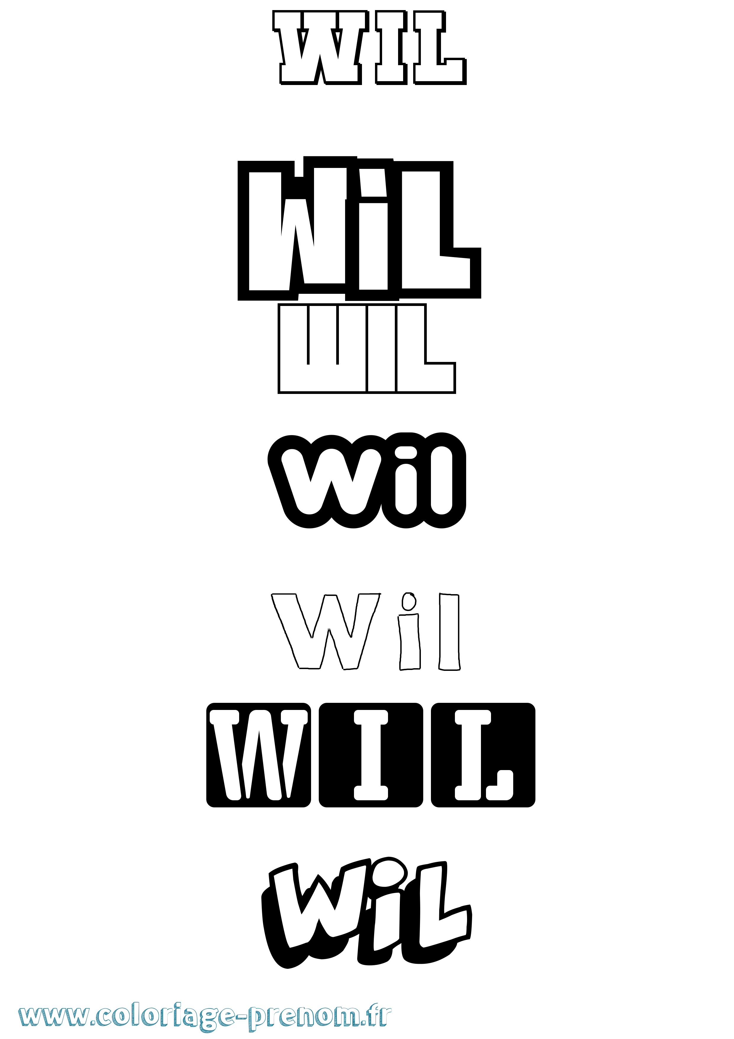 Coloriage Wil Simple Coloriage prénom Wil Simple