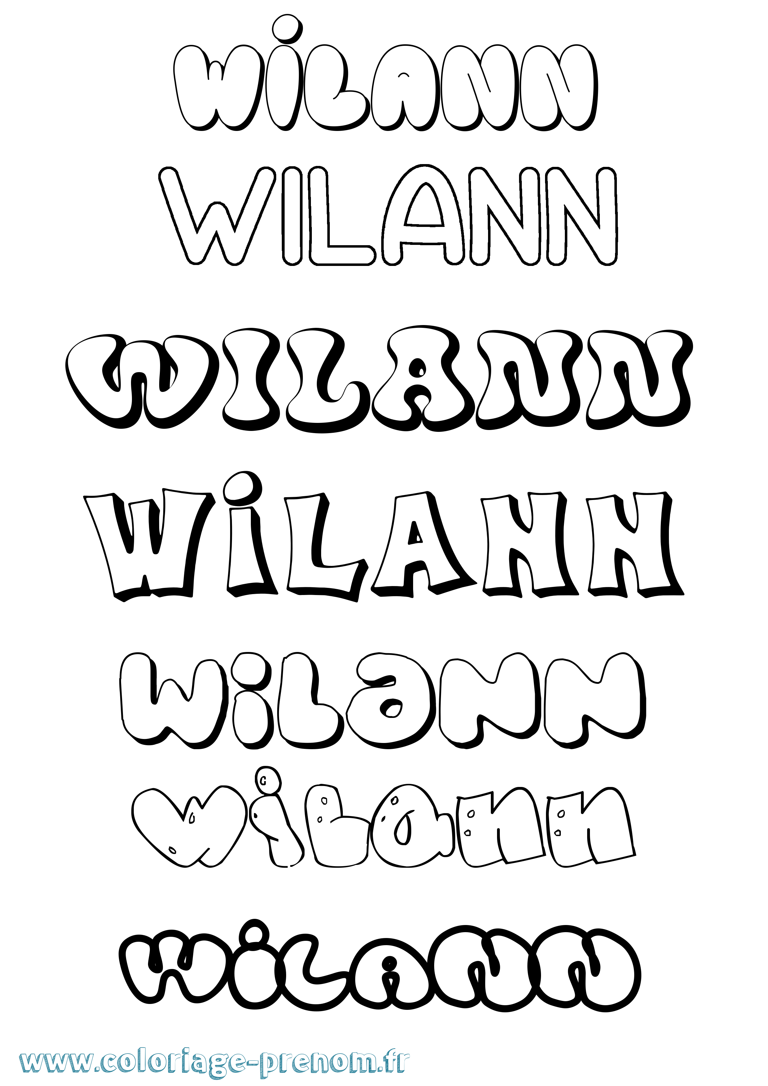 Coloriage Wilann Bubble Coloriage prénom Wilann Bubble
