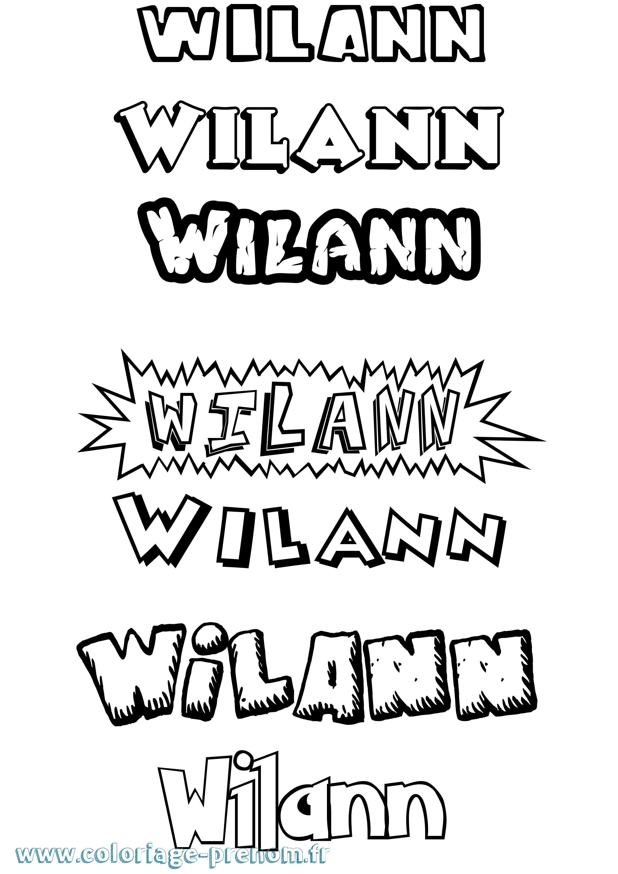 Coloriage Wilann Dessin Animé Coloriage prénom Wilann Dessin Animé