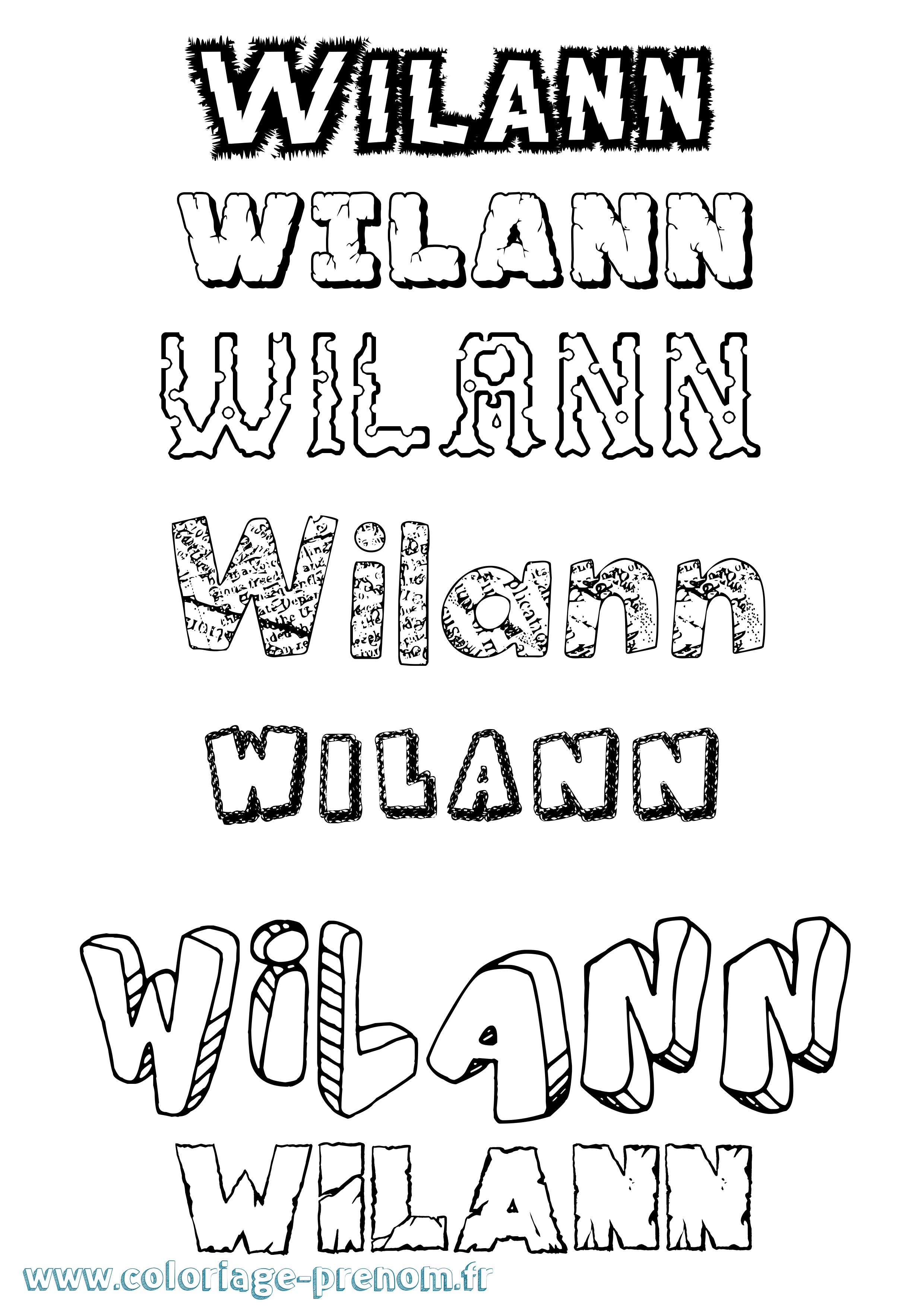 Coloriage Wilann Destructuré Coloriage prénom Wilann Destructuré