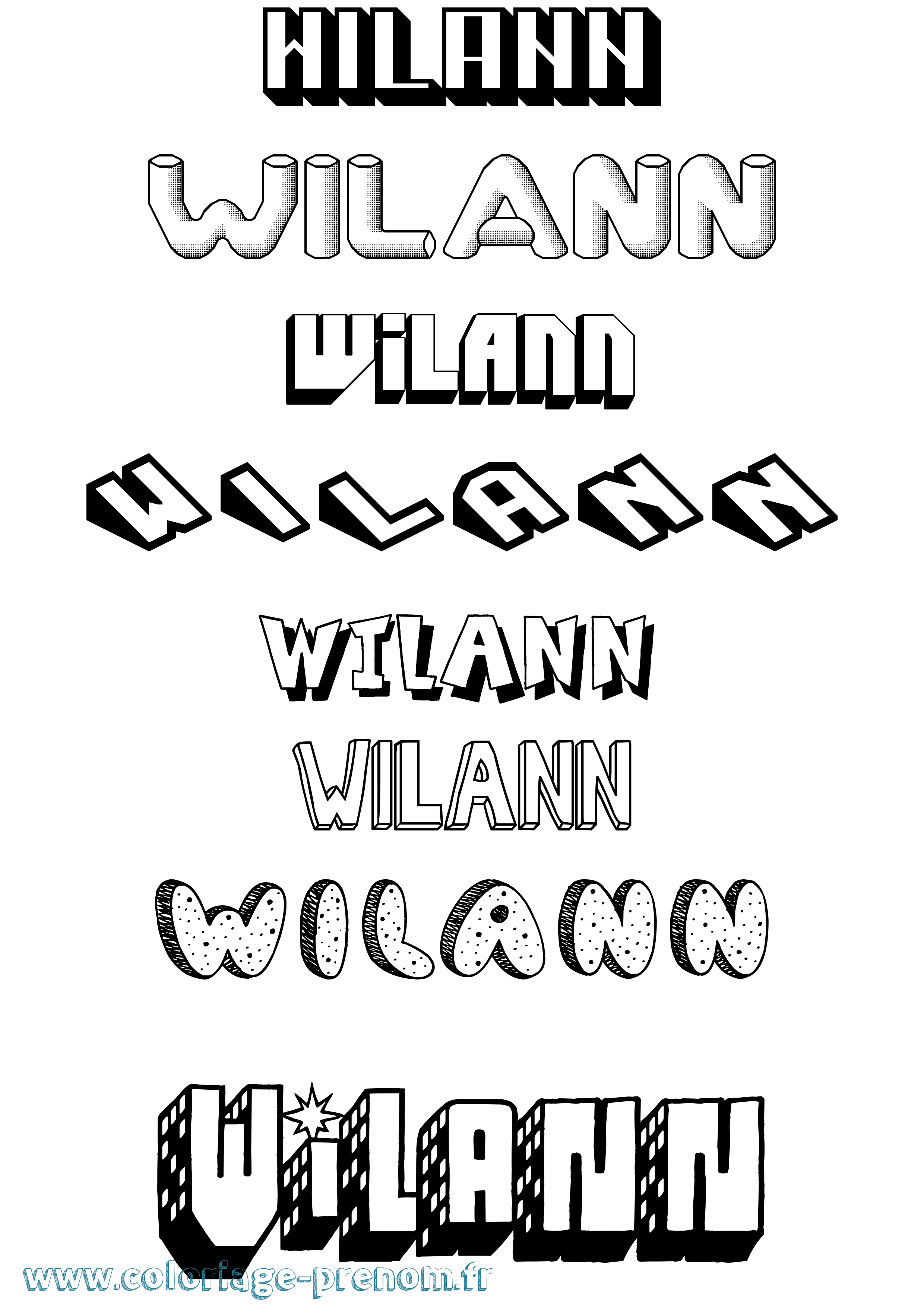 Coloriage Wilann Effet 3D Coloriage prénom Wilann Effet 3D