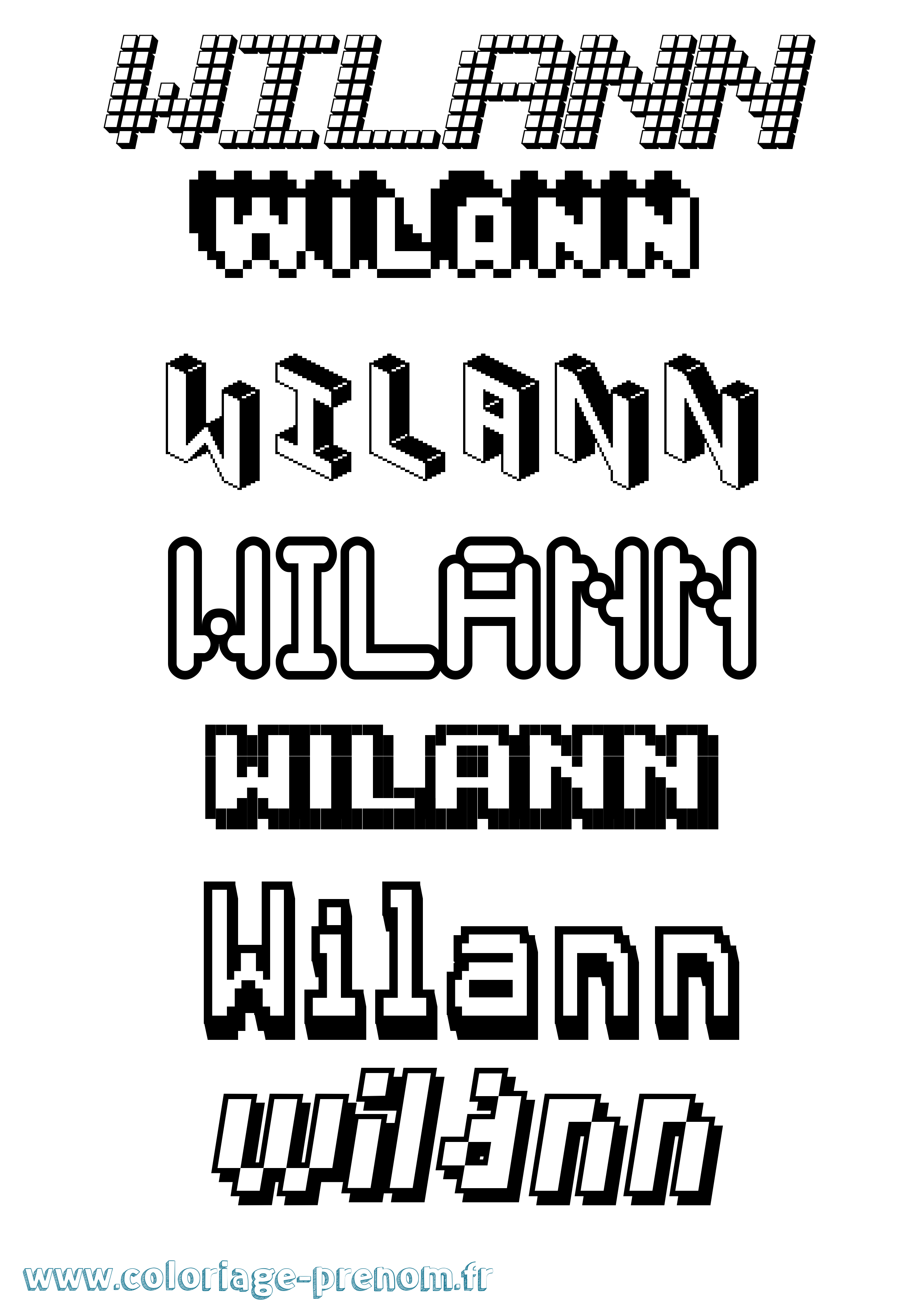 Coloriage Wilann Pixel Coloriage prénom Wilann Pixel