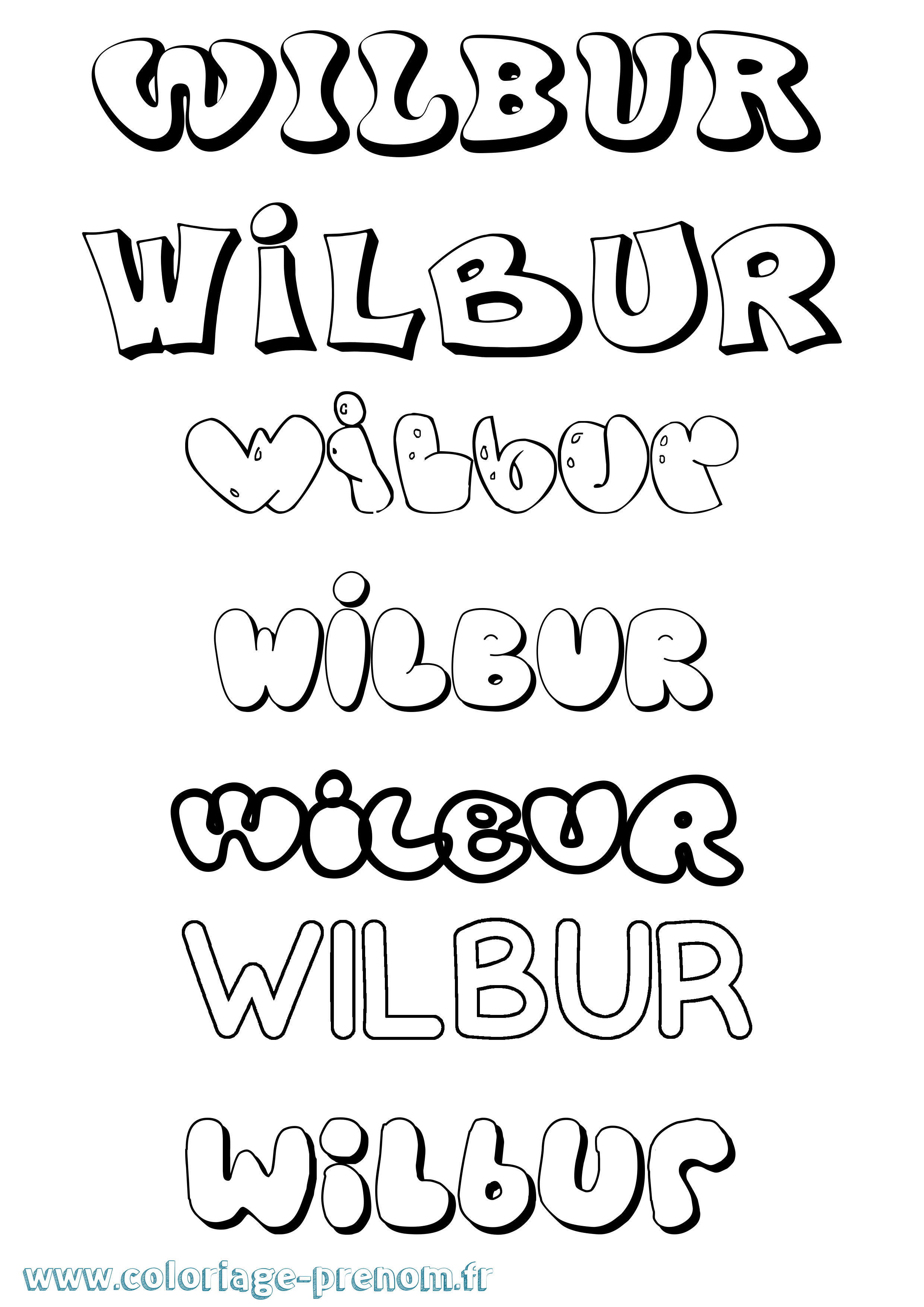 Coloriage Wilbur Bubble Coloriage prénom Wilbur Bubble