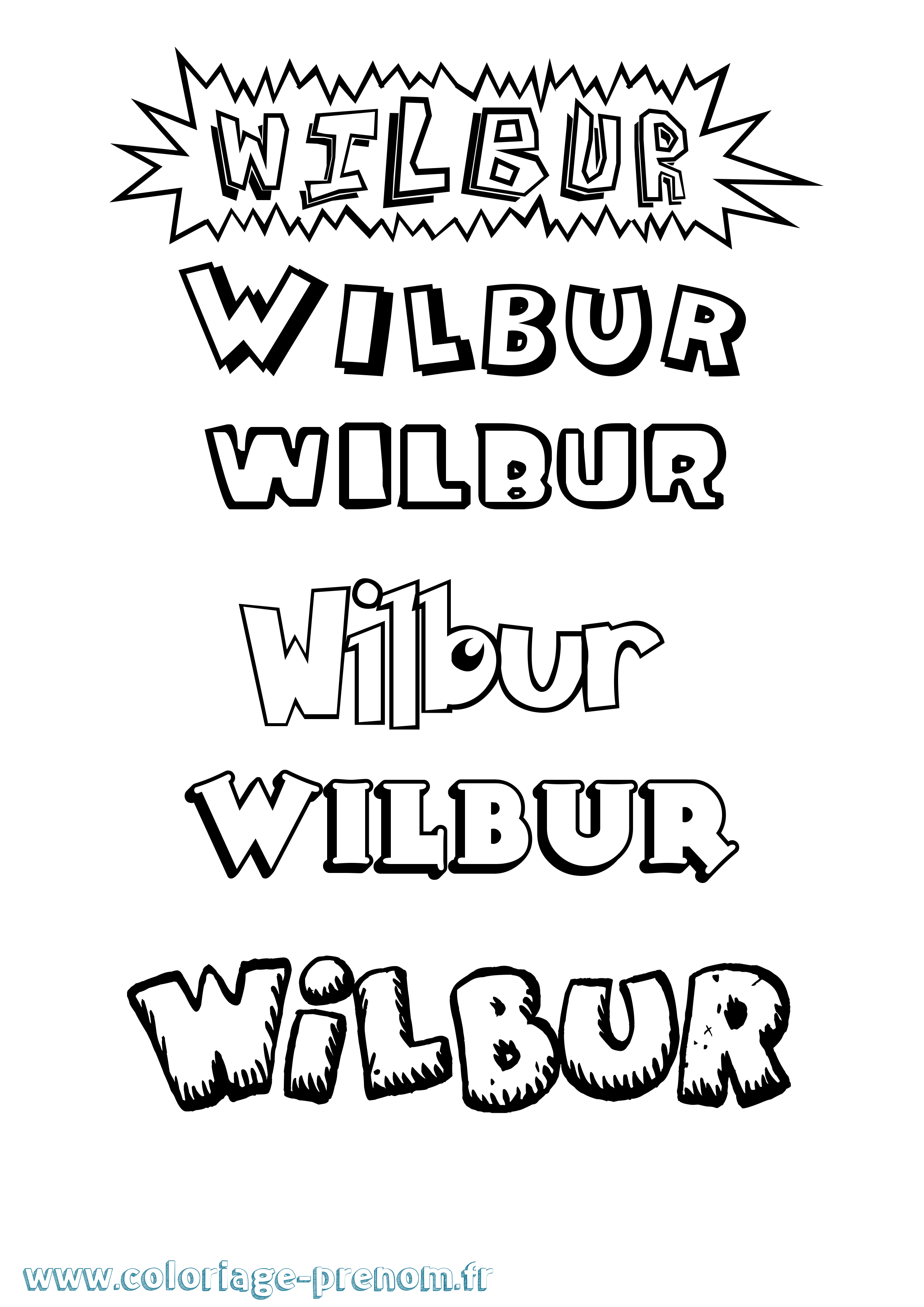 Coloriage Wilbur Dessin Animé Coloriage prénom Wilbur Dessin Animé
