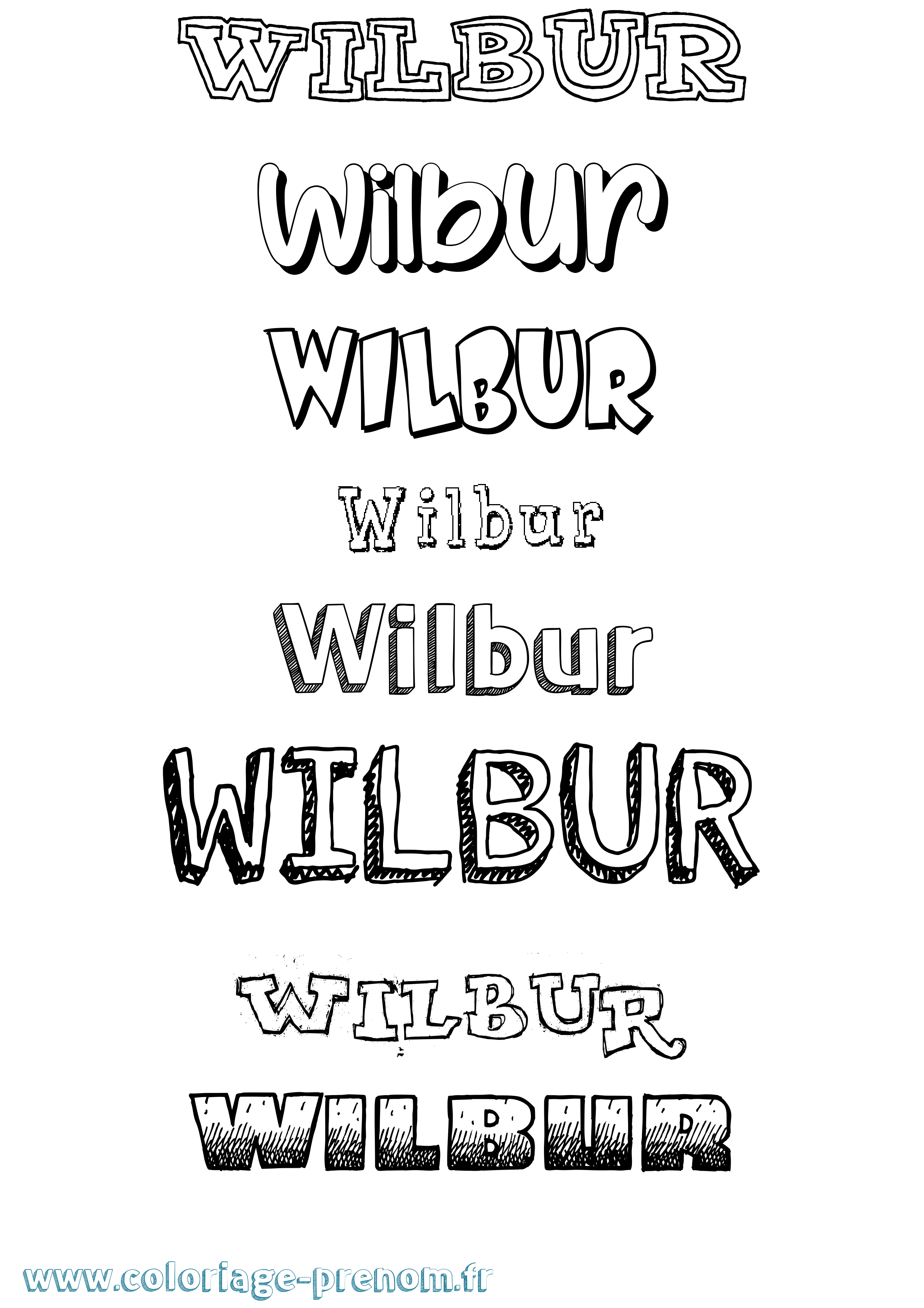 Coloriage Wilbur Dessiné Coloriage prénom Wilbur Dessiné
