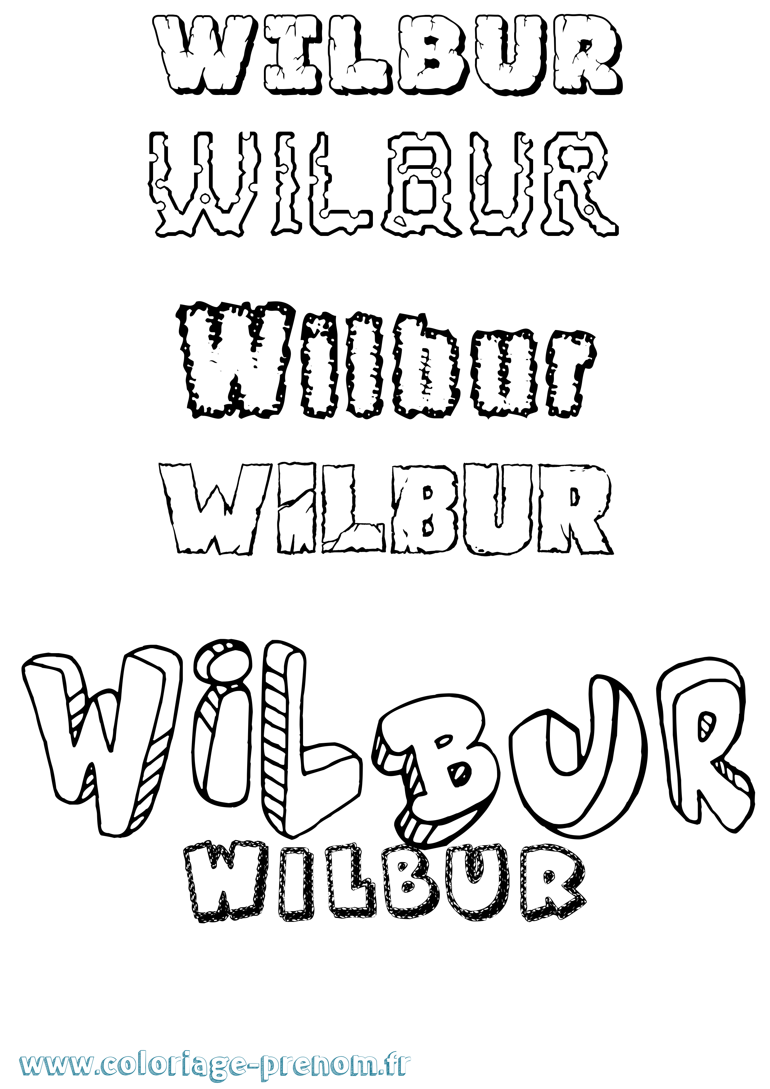 Coloriage Wilbur Destructuré Coloriage prénom Wilbur Destructuré