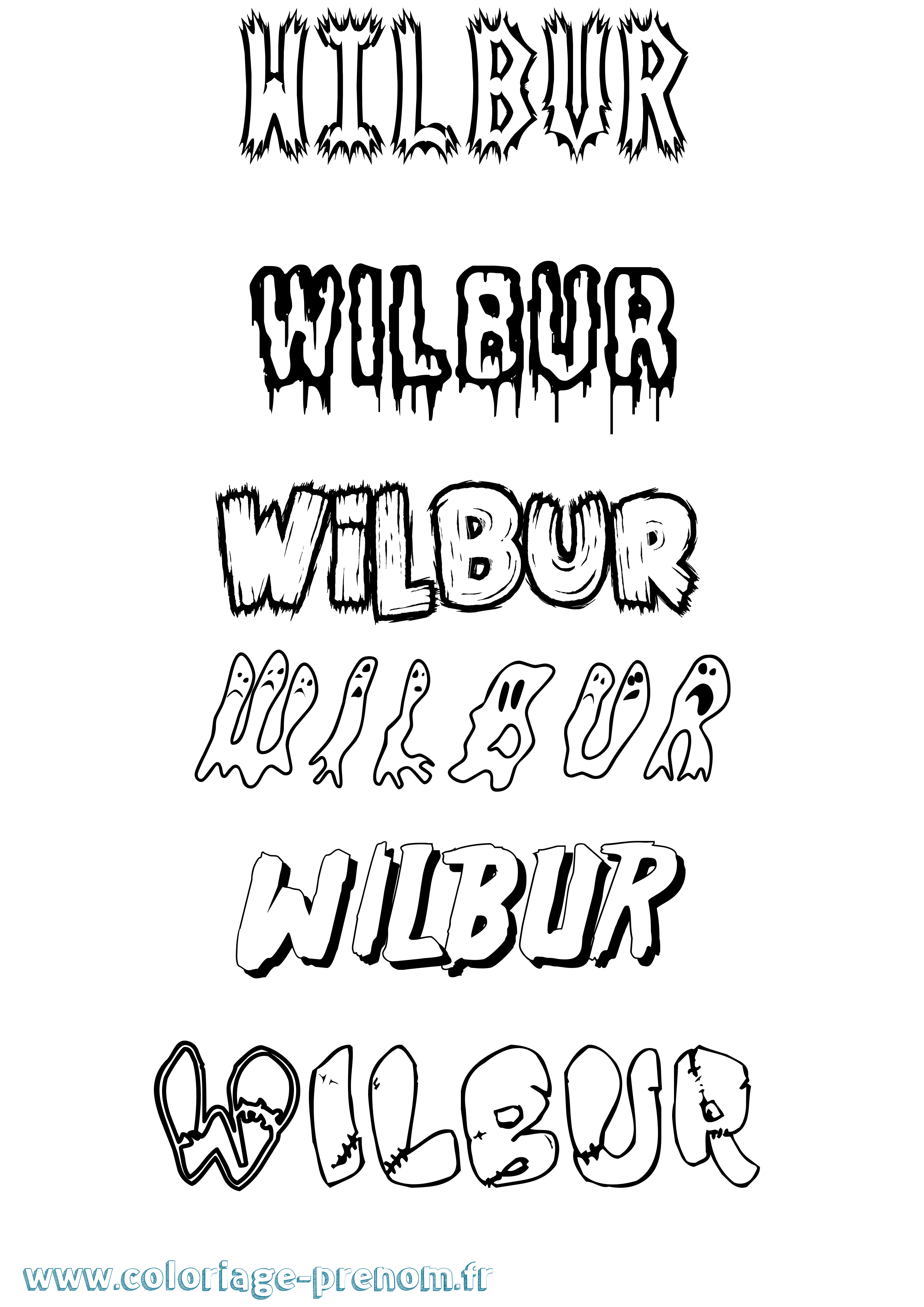 Coloriage Wilbur Frisson Coloriage prénom Wilbur Frisson