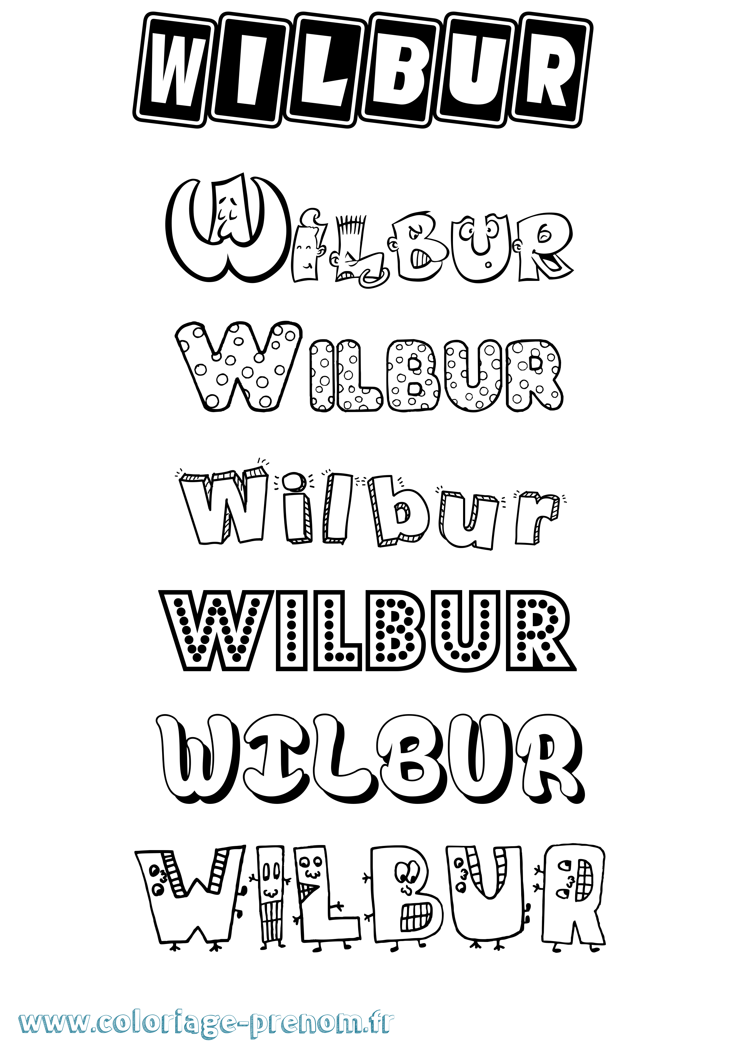 Coloriage Wilbur Fun Coloriage prénom Wilbur Fun
