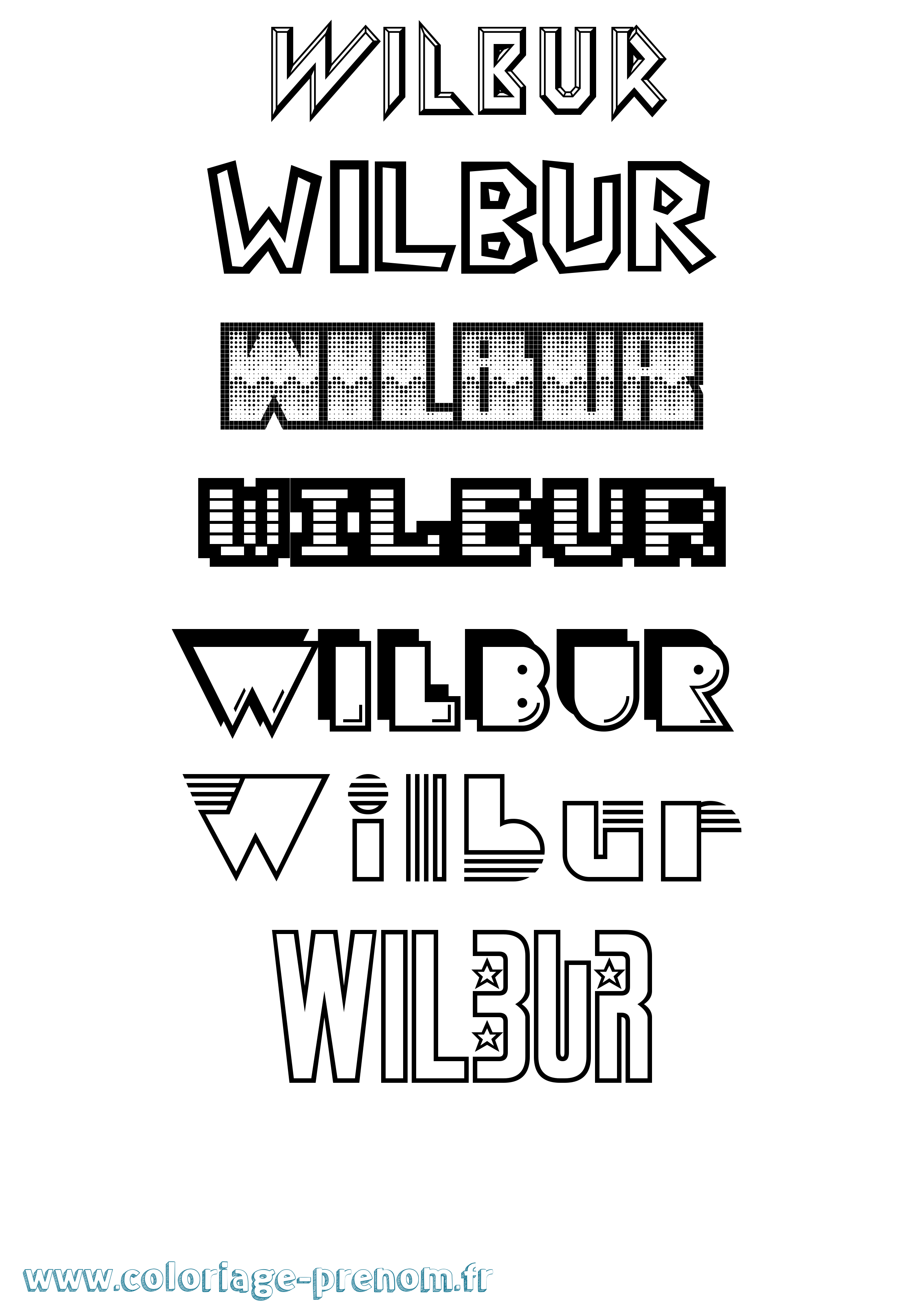 Coloriage Wilbur Jeux Vidéos Coloriage prénom Wilbur Jeux Vidéos