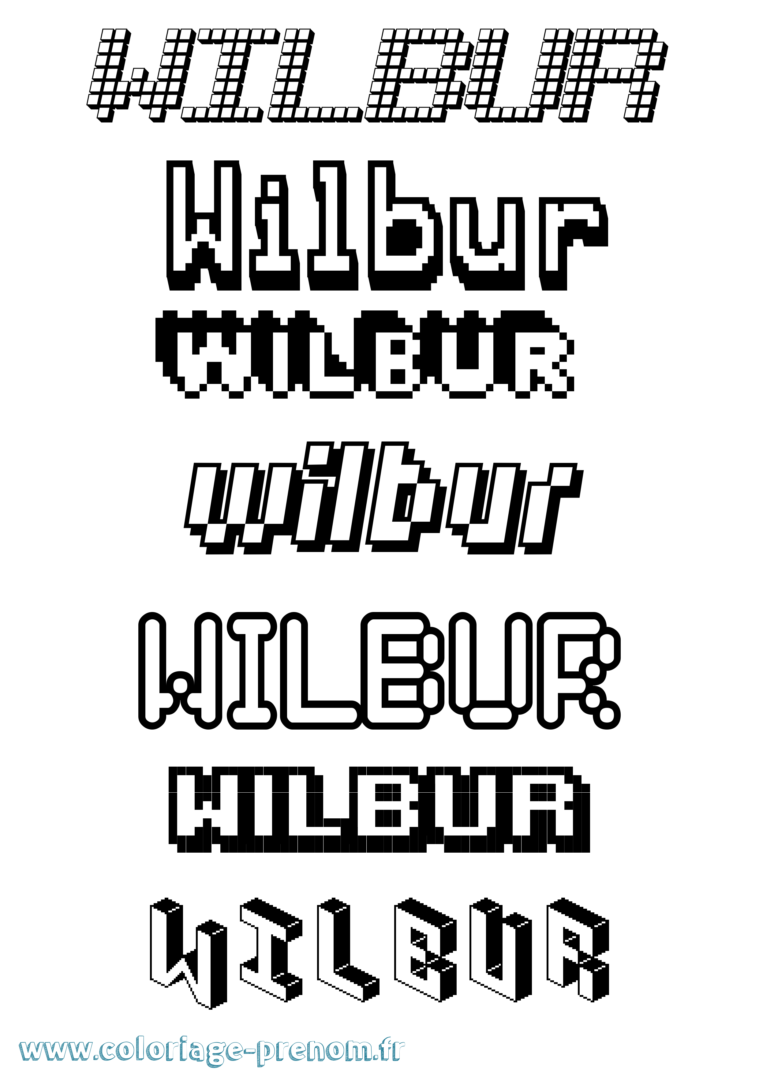 Coloriage Wilbur Pixel Coloriage prénom Wilbur Pixel