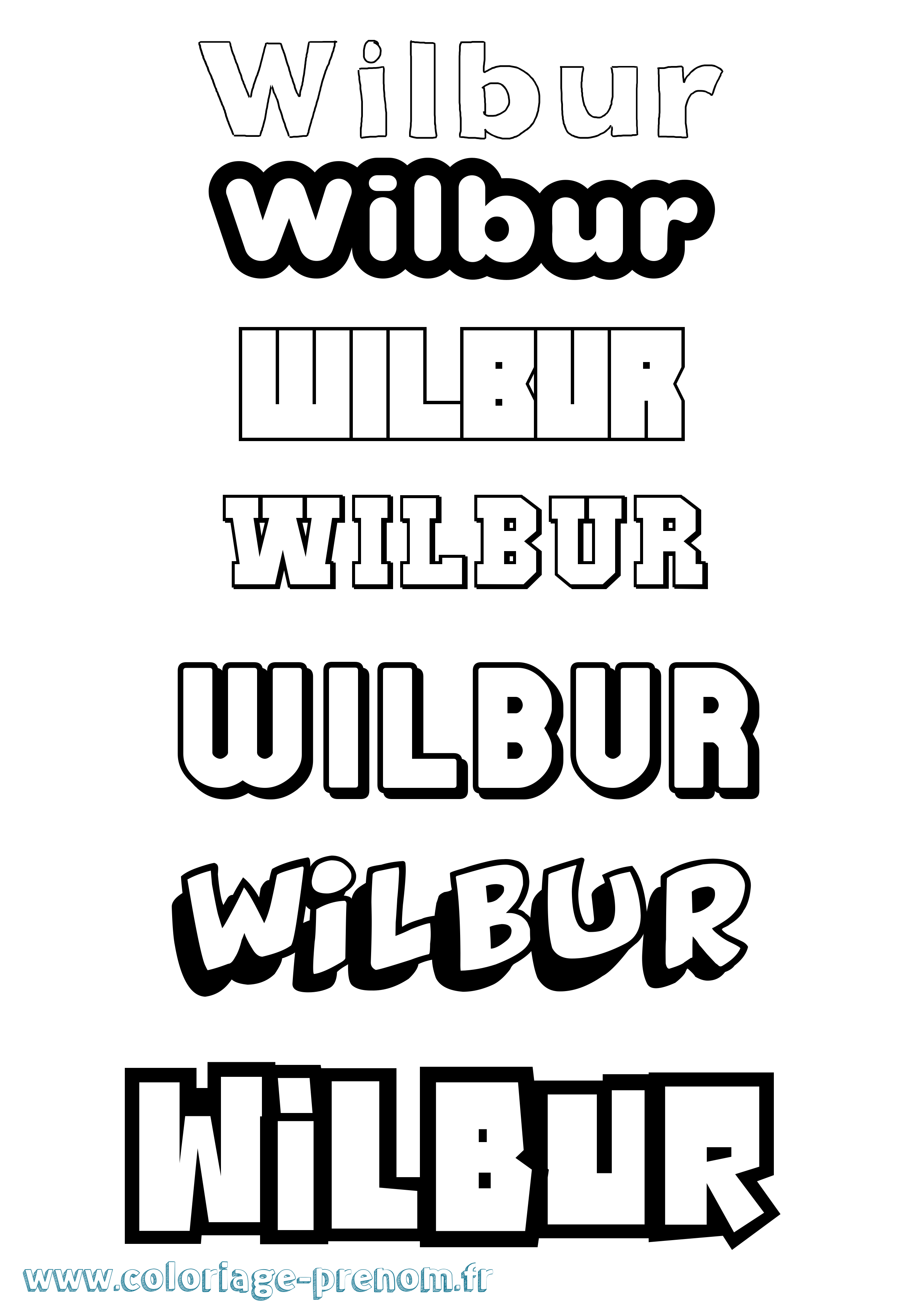 Coloriage Wilbur Simple Coloriage prénom Wilbur Simple