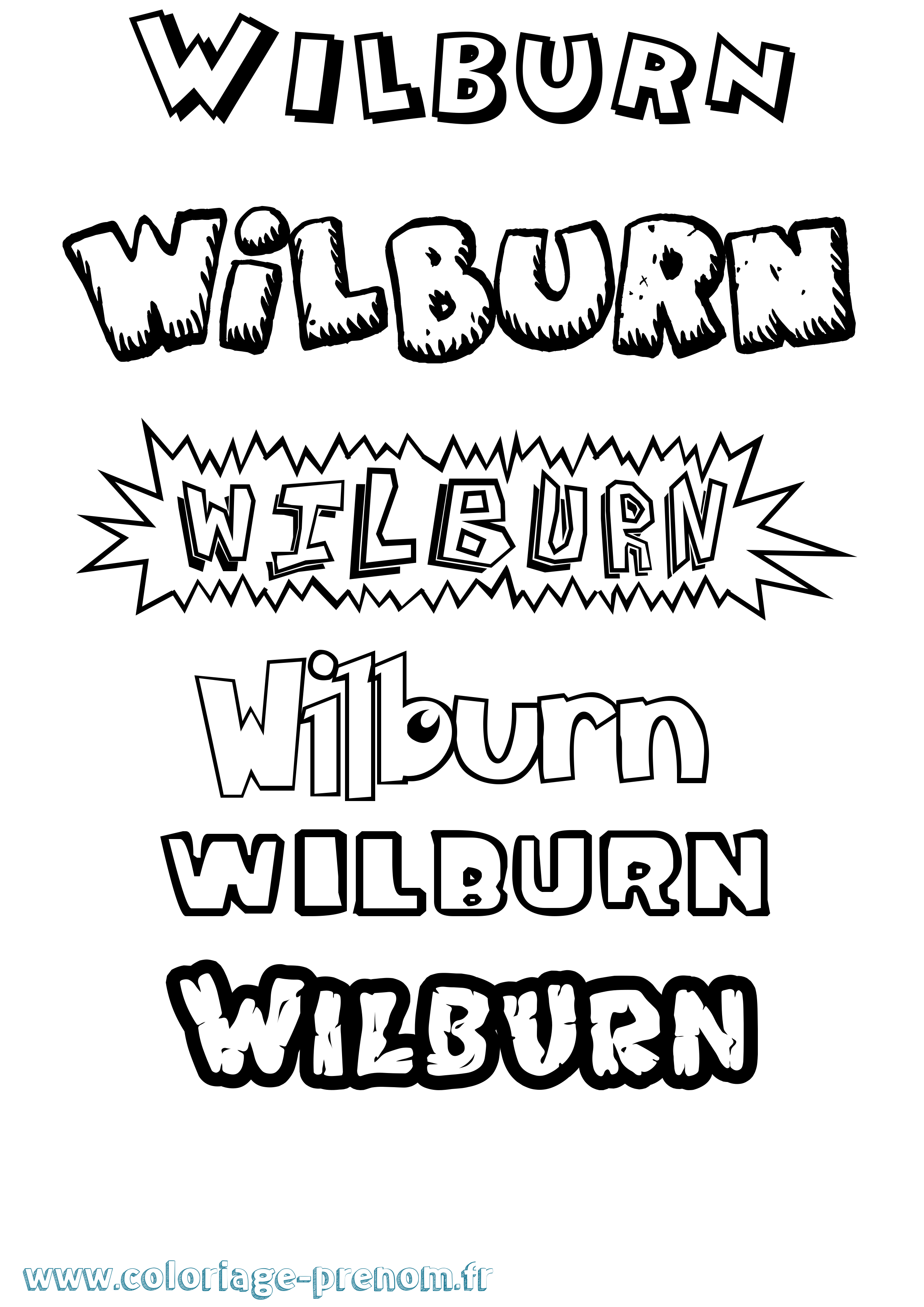 Coloriage Wilburn Dessin Animé Coloriage prénom Wilburn Dessin Animé