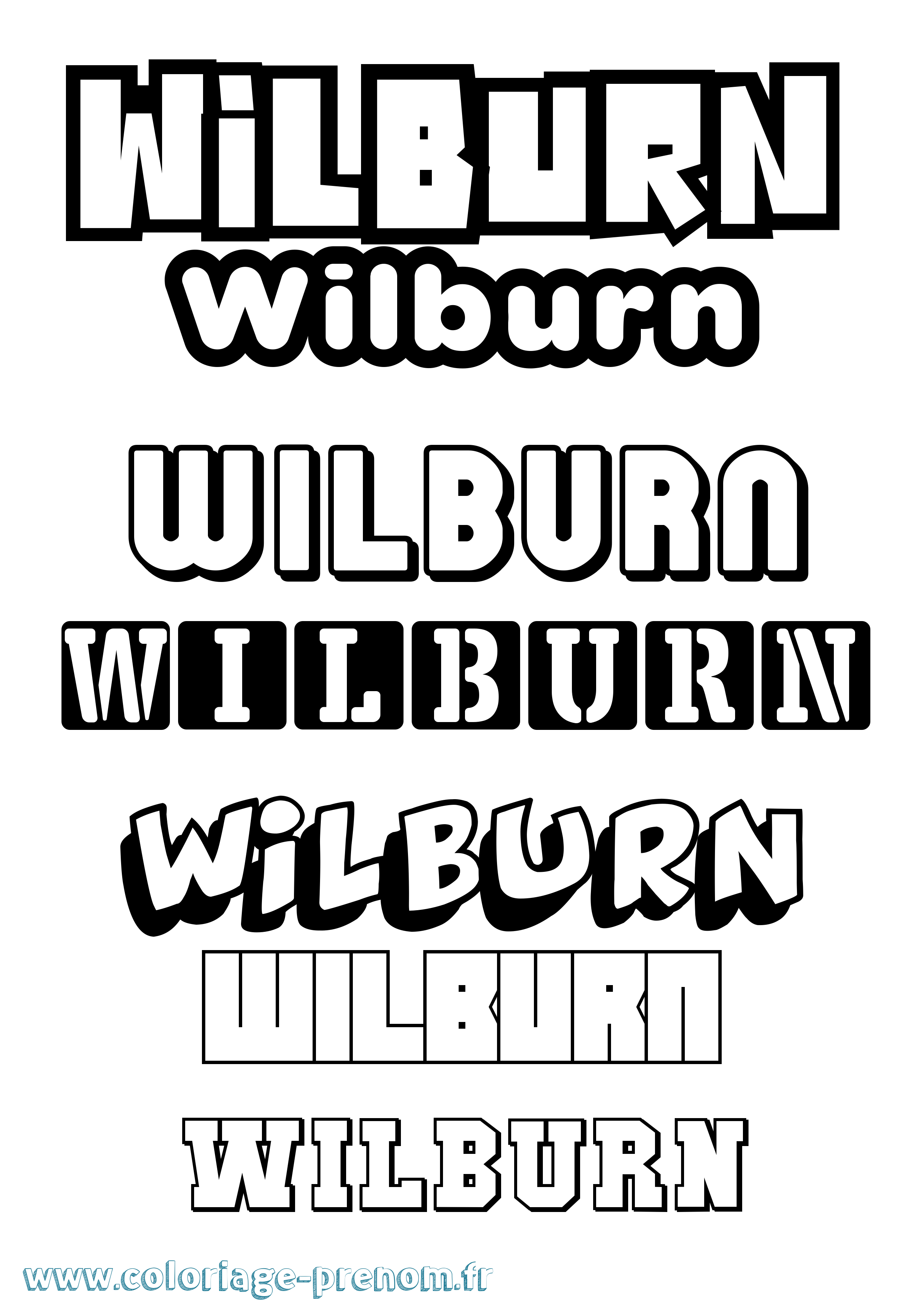 Coloriage Wilburn Simple Coloriage prénom Wilburn Simple